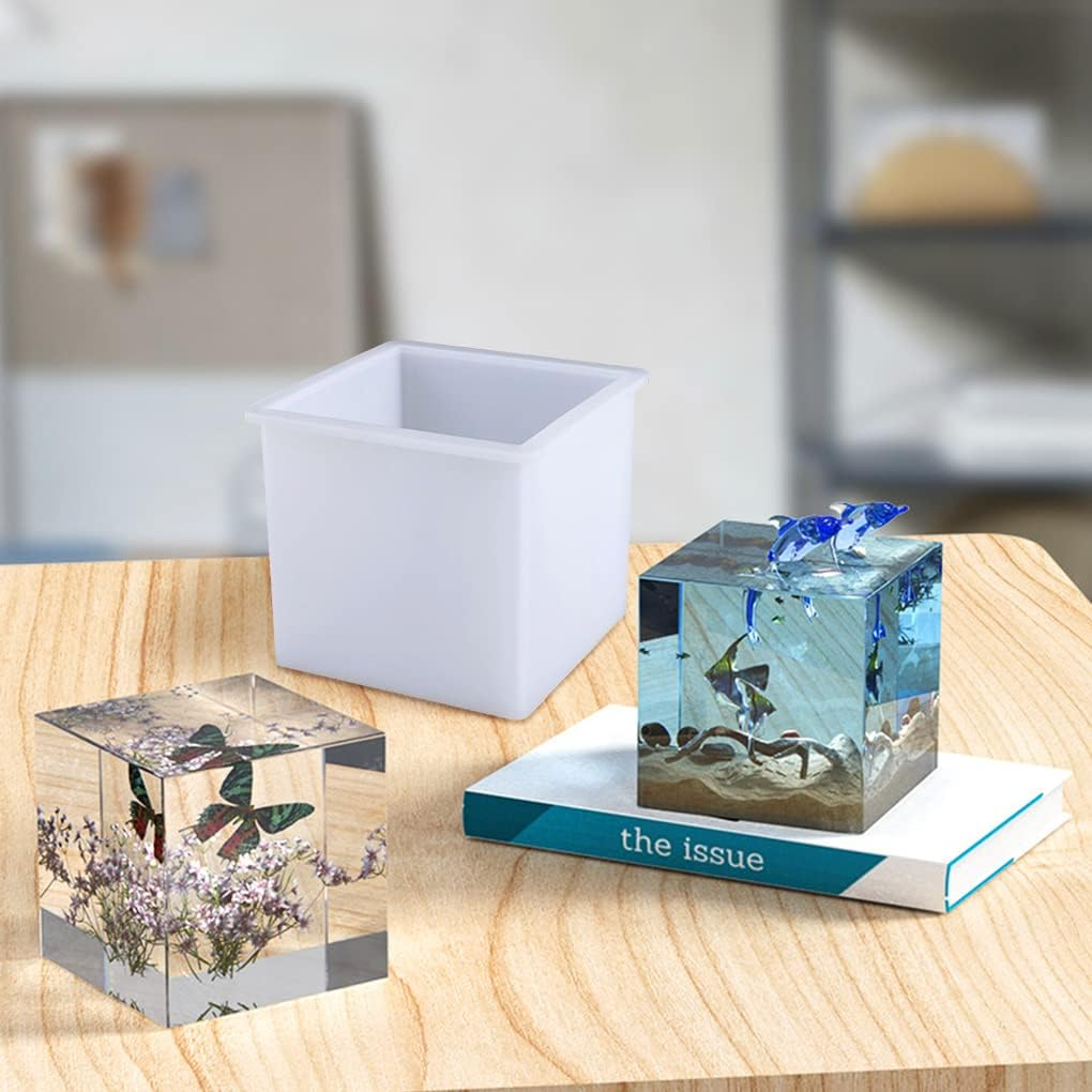 Fineinno Square Resin Mold,Geometric Cube Silicone Molds for Resin, Deep Epoxy Resin Molds for DIY Craft, Flowers Preservation, Home Decoration (Cube Resin Mold) - Ocean Animal Fillers image number 4