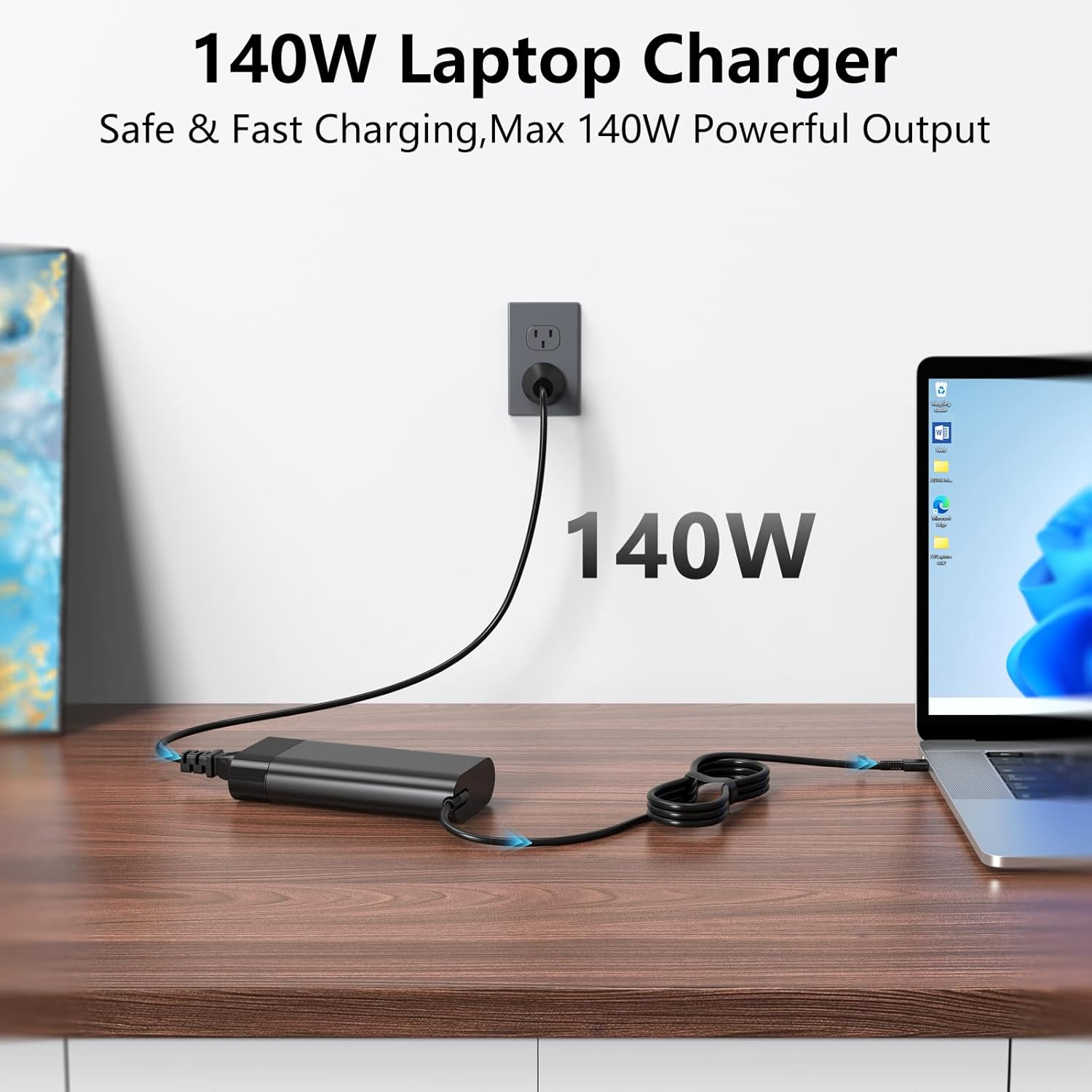 140W USB C Laptop Charger Compatible with HP Omen Transcend 14 14-Fb0013Dx 14-Fb0097Nr Spectre X360 2-In-1 16-Aa0047Nr 16-Aa0097Nr Tpn-La29 N22270-001 N22282-001 Tpn-Da29 image number 3