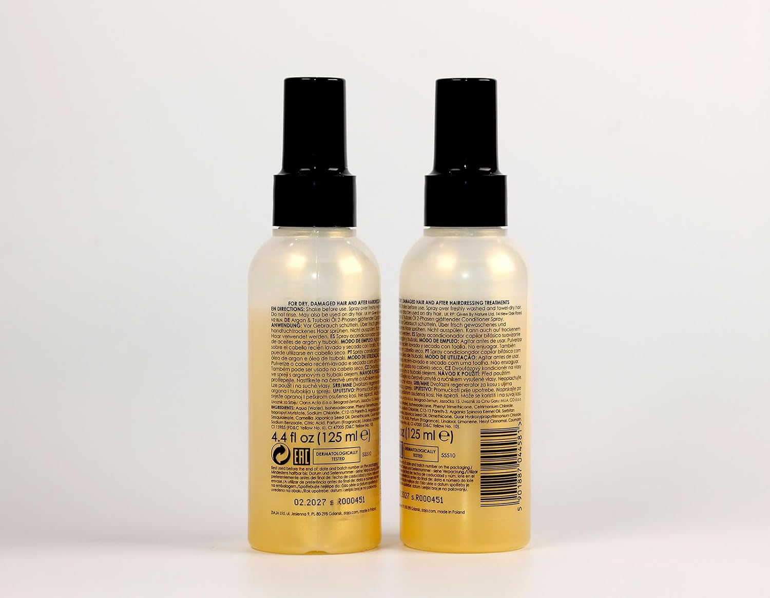 Ziaja Argan & Tsubaki Oils Duophase Hair Conditioner Smoothing Spray 125 Ml image number 1