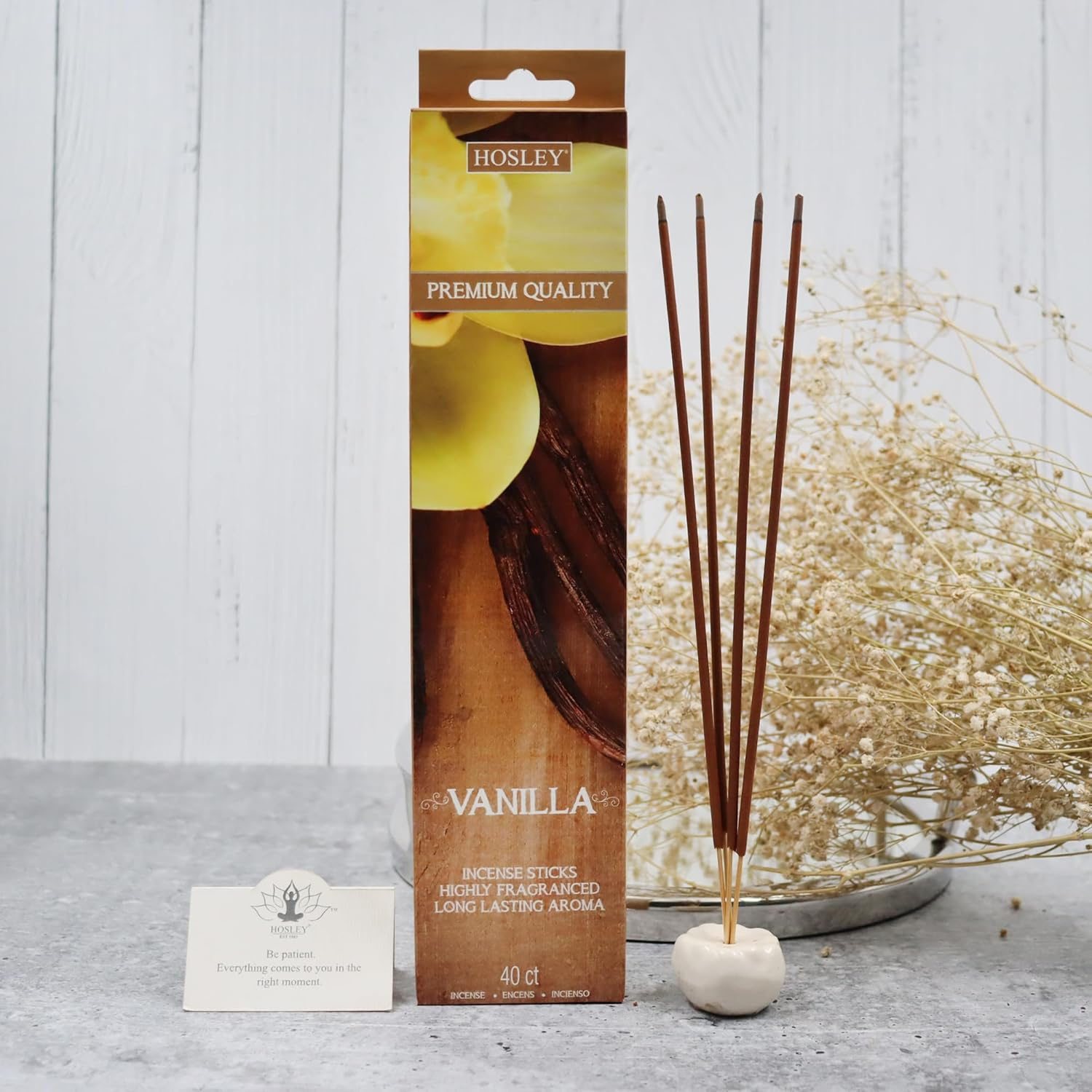 Hosley Vanilla Fragrance Incense Sticks Essential Oils Infusion for Long-Lasting Aromatherapy Bliss Holistic Relaxation in Every Box Pack of 240 Incense Stick image number 1