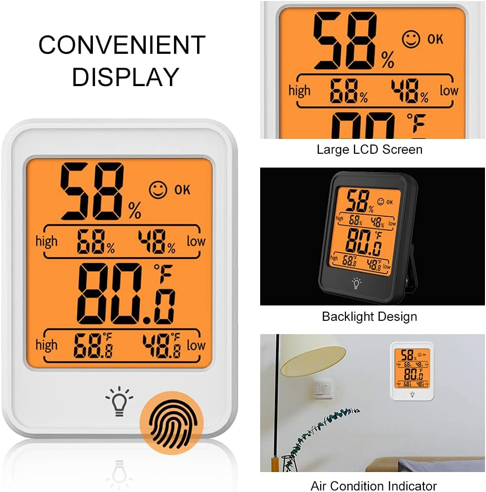 Digital Hygrometer Thermometer Indoor Temperature and Humidity Gauge Monitor Meter with Large LCD Display for Home Bedroom Office Greenhouse image number 5