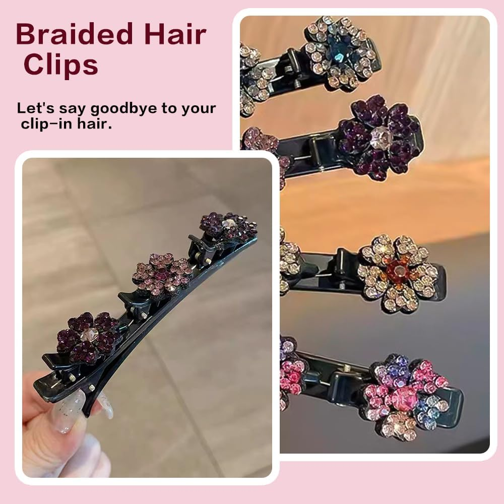 XFSRG Pack of 4 Flower Hair Clips Women'S Acrylic Hair Accessories Sparkling Hair Clips for Elegant Hairstyles and Stylish Occasions (Multi-Colour)