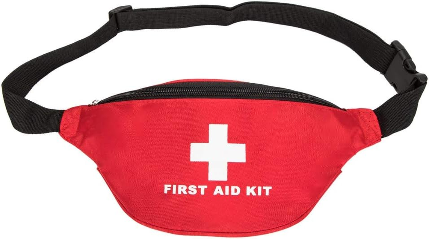 First Aid Fanny Pack First Aid Bag Red Travel Rescue Pouch Empty First Responder Storage Compact Survival Medicine Bag Pocket Container for Car Home Outdoors (Red)
