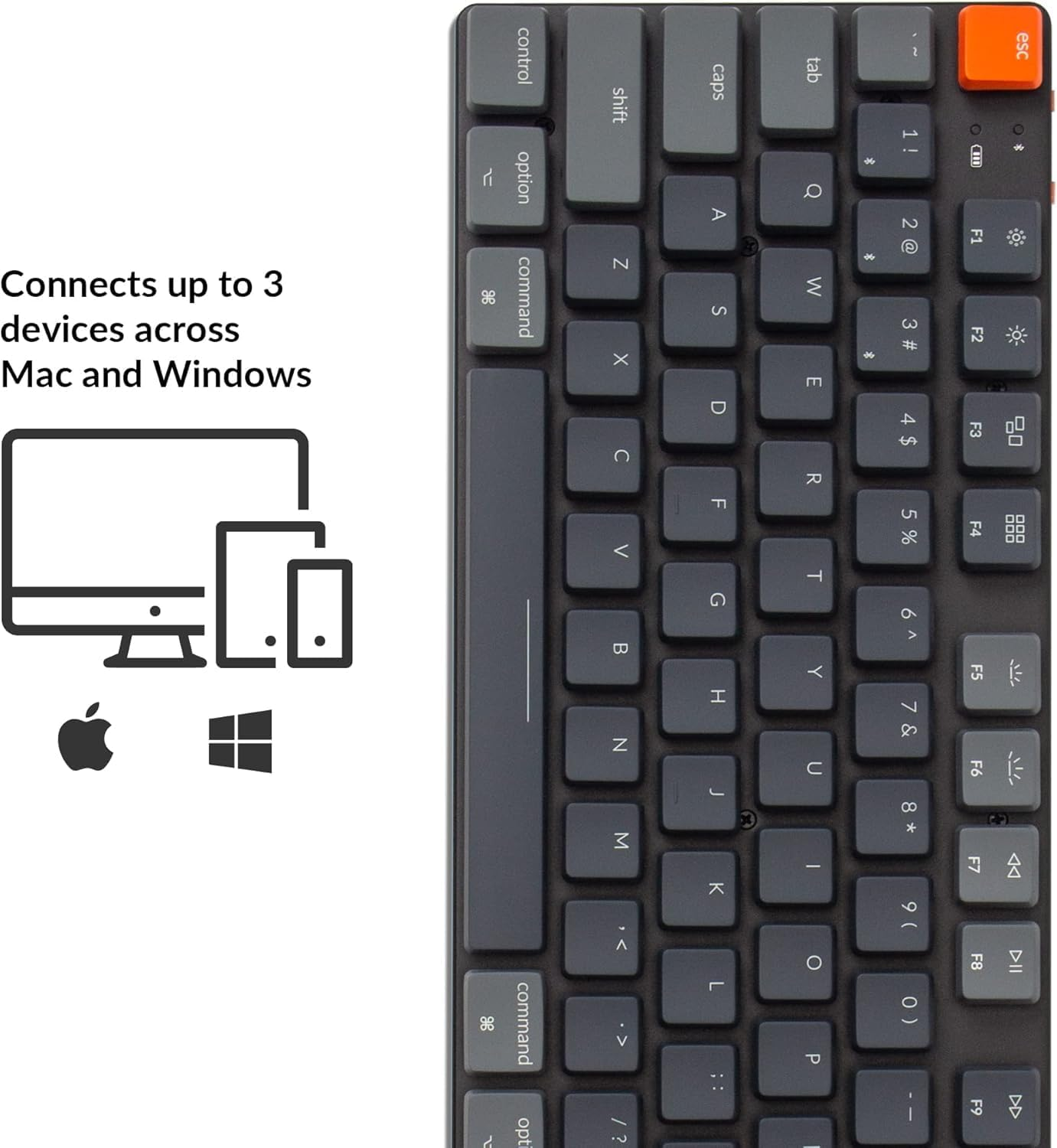 Keychron K5 SE Ultra-Slim Full Size 104 Keys Wireless Bluetooth/Wired USB Mechanical Keyboard with Hot-Swappable Low-Profile Optical Brown Switch, RGB Backlight Computer Keyboard for Mac and Windows - Low-Profile Optical Mint Switch image number 4