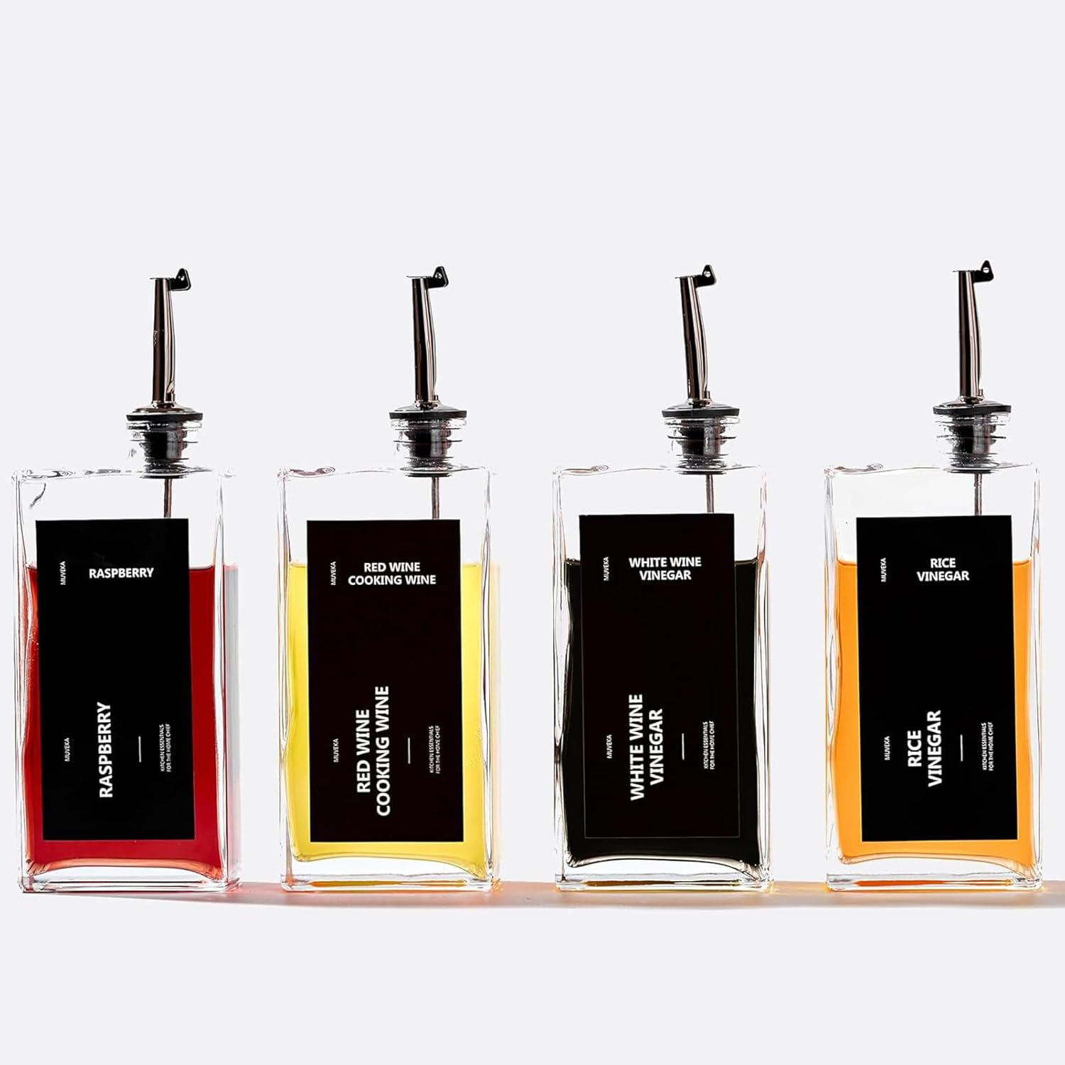 Olive Oil Dispenser Bottle for Kitchen, 16.9 Oz/ 500 Ml Cooking Oil Dispenser, Oil and Vinegar Dispenser Bottle Set, Glass Oil Container,Coffee Syrup Dispenser (Balck, Set of 2)