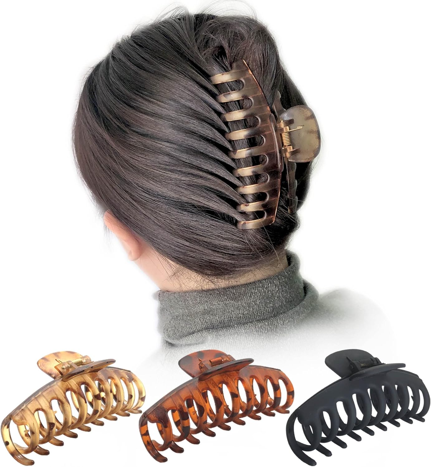 OWIIZI Big Hair Claw Clips for Women - Long Thick Hair 4.3" Nonslip Jumbo Clips with Strong Hold, Large Clamps for Styling (3 Packs) image number 4