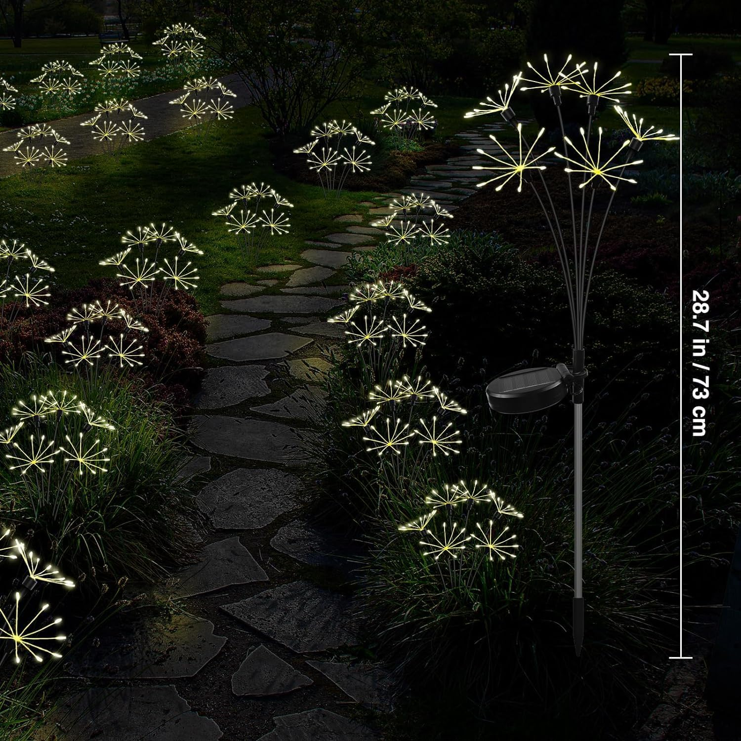 Solar Garden Lights with Flashing and Steady Lighting 2 Modes, 120 LED Wick Garden Lights for Outdoor Yards, Paths, Patio and Holiday Decorations, Warm White (2 Pack) image number 6