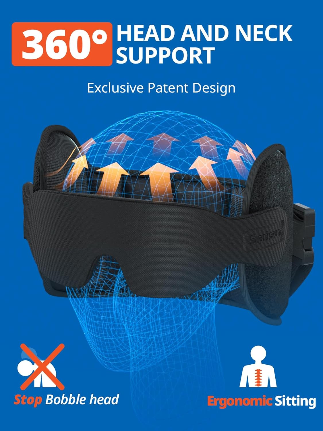 SARISUN Airplane Pillow, Upgrade Travel Pillow for Airplane with Eye Mask, Noise Reducing, 360&deg; Support Stop Bobble, Neck Pillows for Sleeping Travel, Long Flight Travel Essentials, Black image number 5