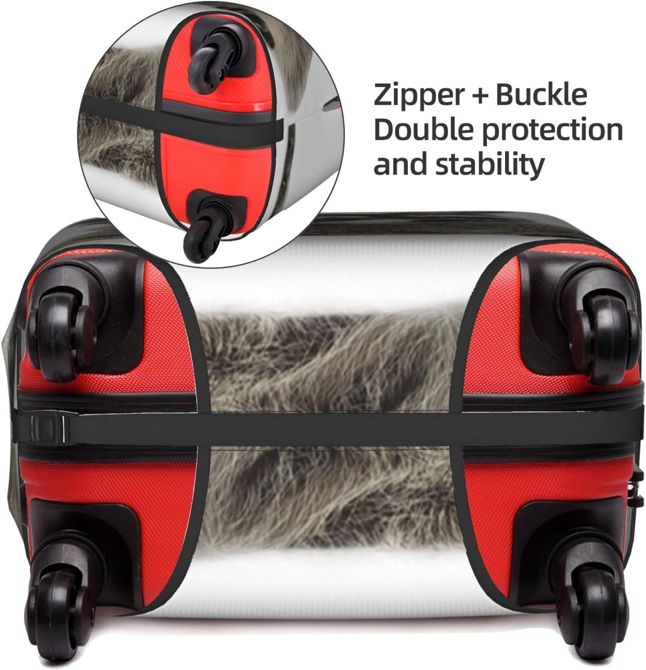 Obabo Serene Coastal Travel Luggage Cover,Washable Suitcase Cover Protector Anti-Scratch Suitcase Cover Fits 18-32 In, Hairy Raccoon, S image number 2