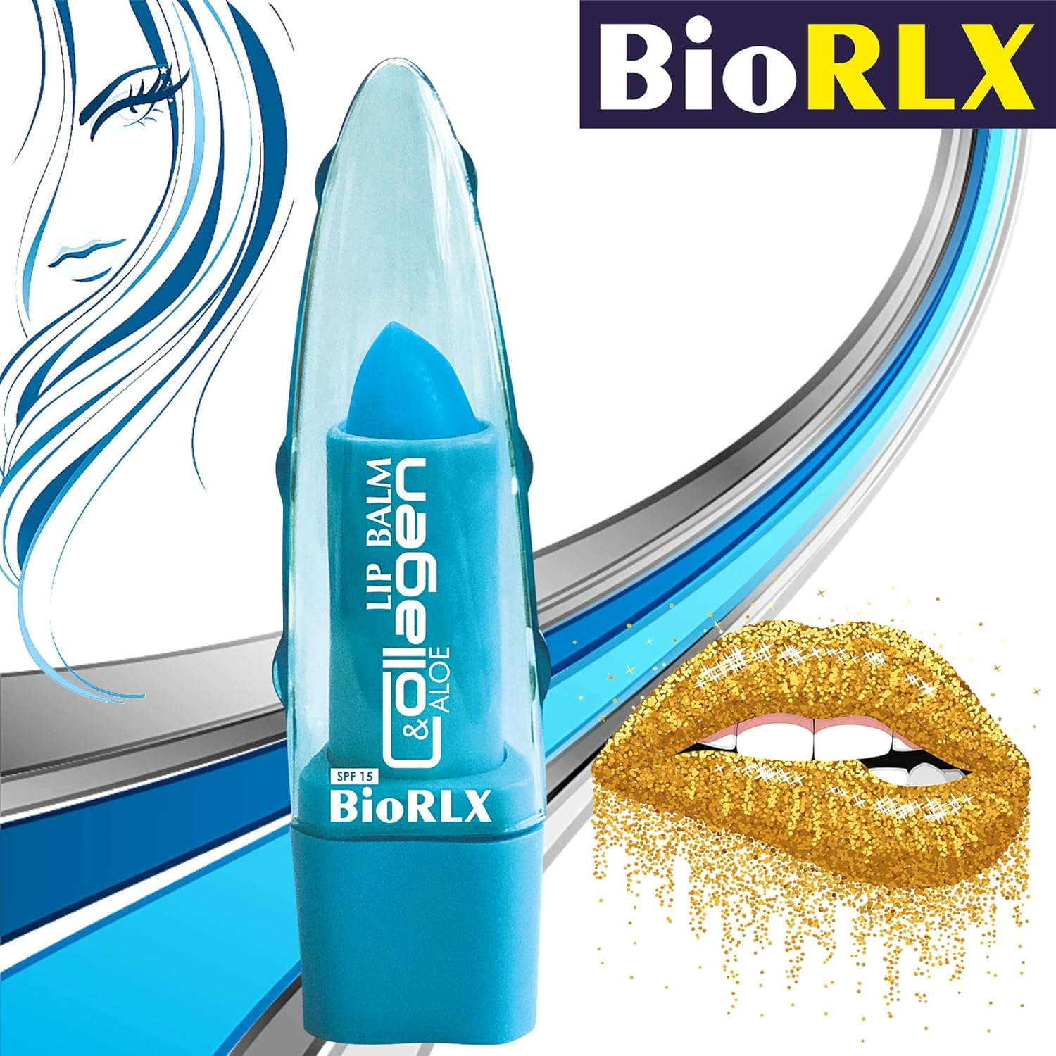 Biorlx Collagen with Aloe Vera Lip Balm SPF 15, Color Free, Paraben Free Naturally Moisturize and Heal Damaging Wind, Harsh Sun, Weather Changes.It Repairs Dry, Cracked Lips