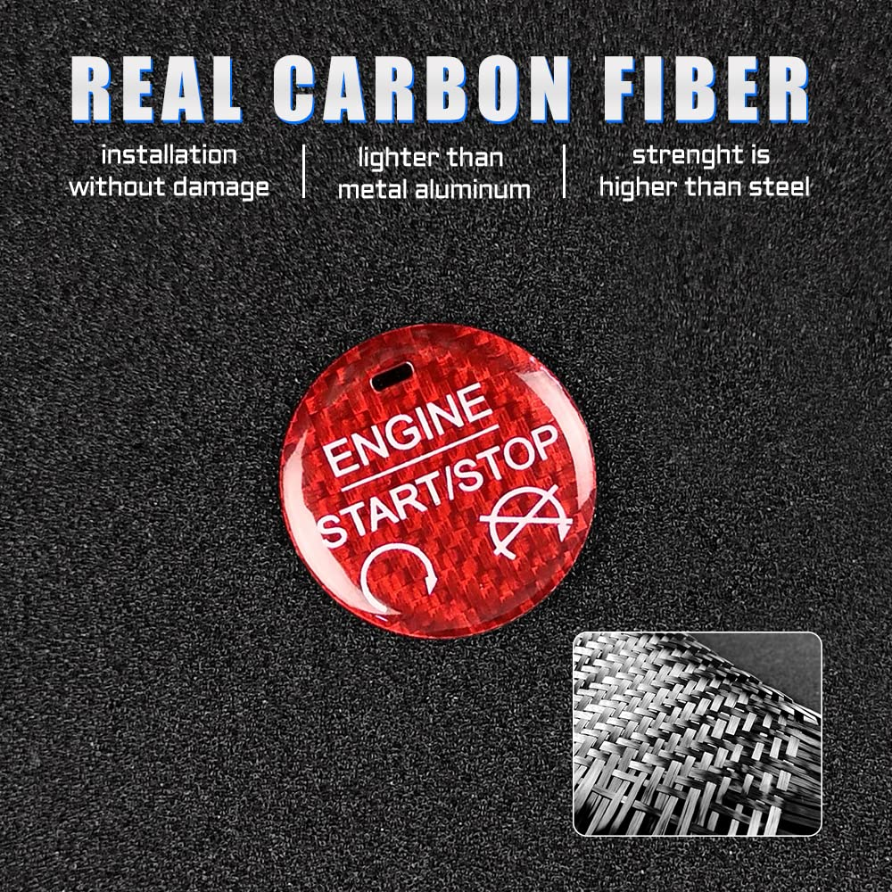 AIRSPEED for Ford Mustang Carbon Fiber Car Engine Start Stop Button Sticker Interior Trim Compatible with Ford Mustang 2015-2023 (Red) image number 5