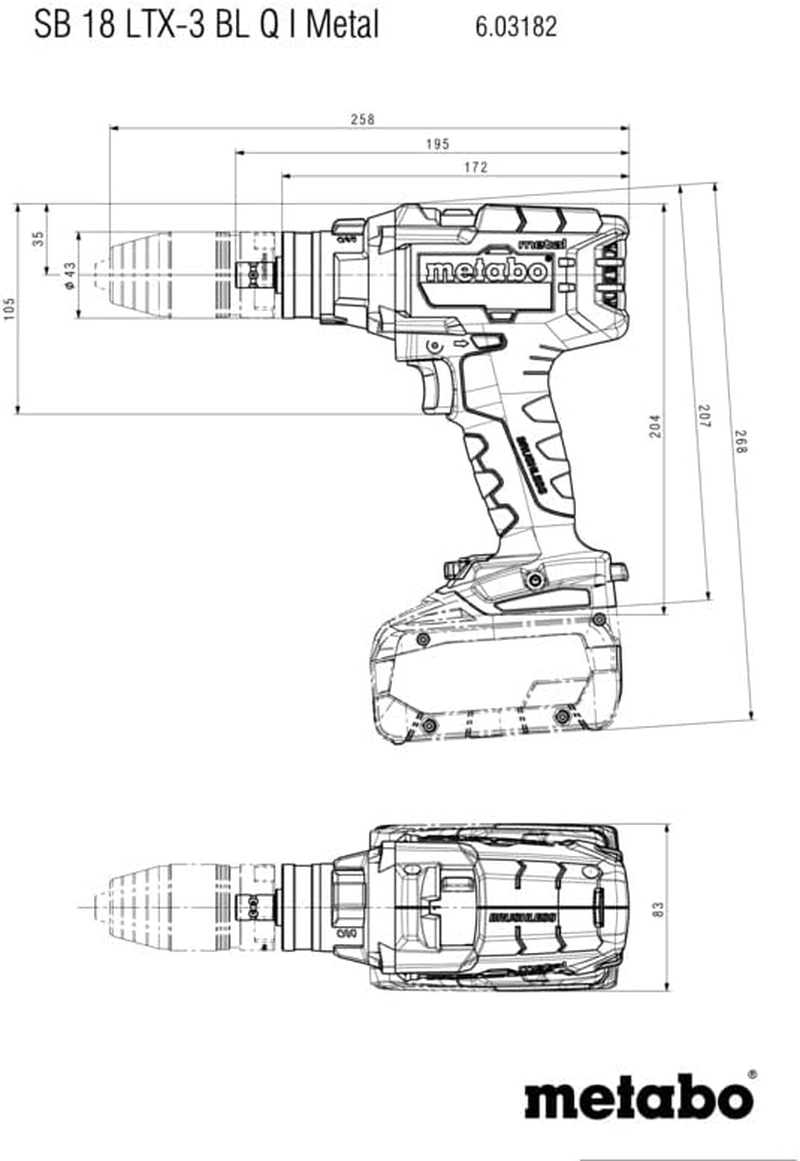 Metabo SB 18 LTX-3 BL Quick I Metal 18 V Cordless Hammer Drill with Anti-Kick-Back & Re-Tensioning Chuck, 130 Nm (Skin Only) image number 4