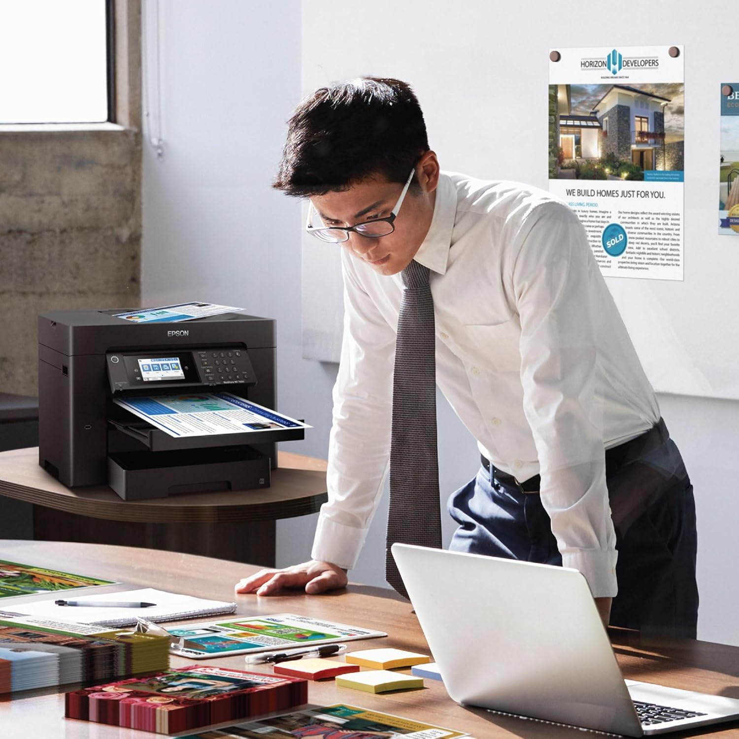 Epson Workforce Pro WF-7840 Wireless All-In-One Wide-Format Printer with Auto 2-Sided Print up to 13" X 19", Copy, Scan and Fax, 50-Page ADF, 500-Sheet Paper Capacity, Works with Alexa, Black, Large image number 1