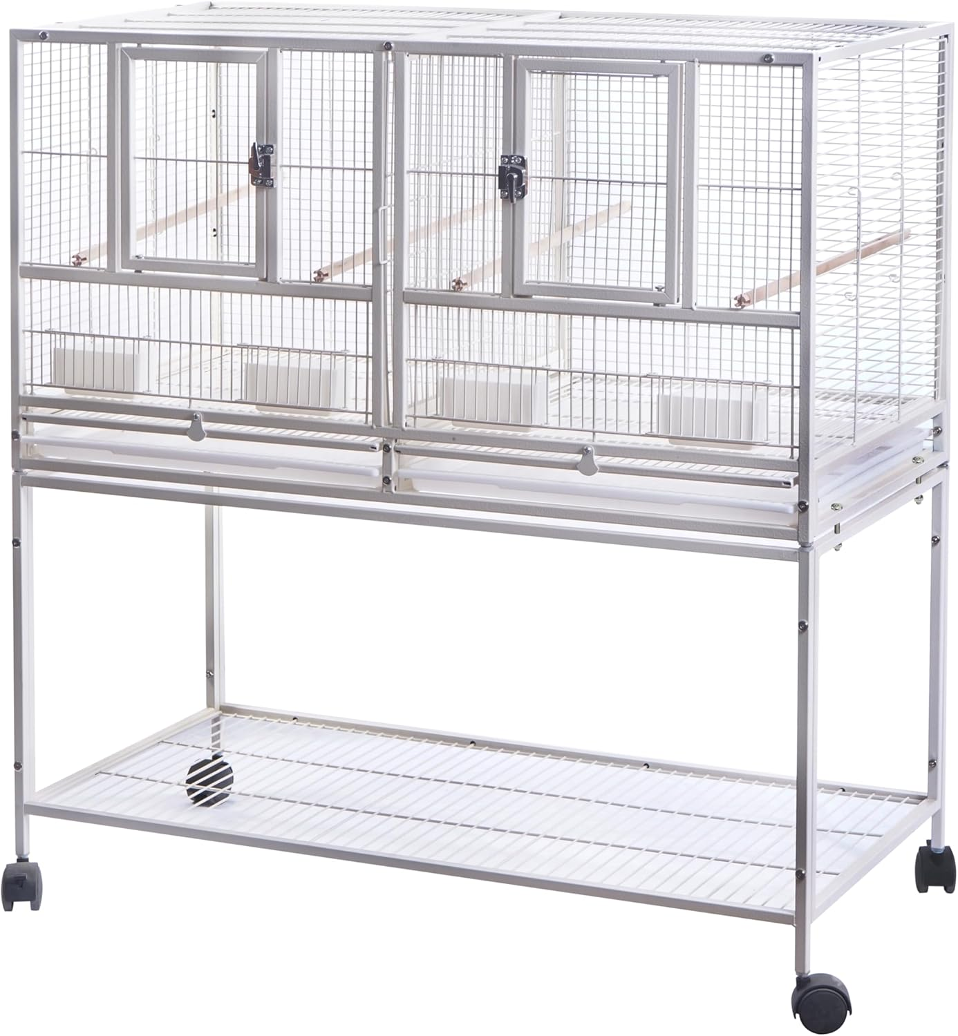 YES4PETS White Breeding Bird Budgies Aviary Cage Shelf Lockable Wheels image number 6