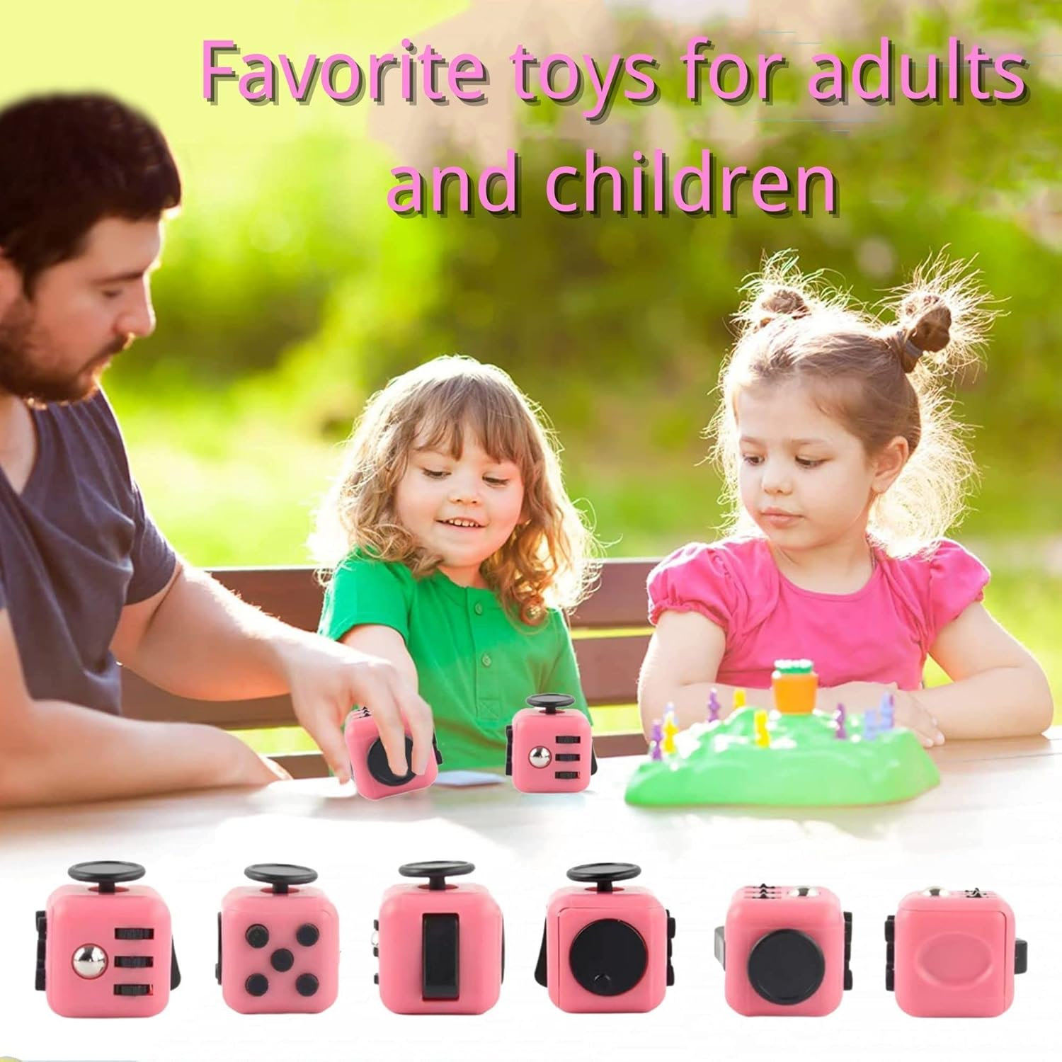 Fidget Cube, Pink Anti-Stress Cube with 6 Different Sides, Portable Anxiety Relief for All Ages image number 1
