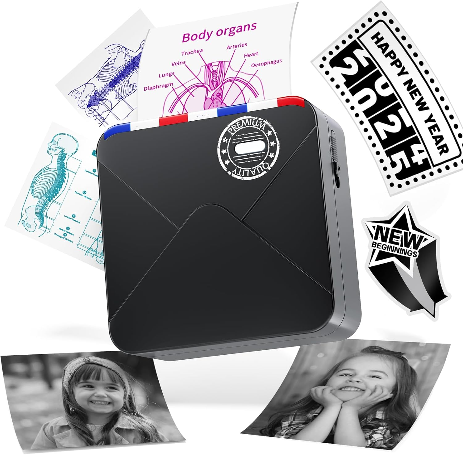 Phomemo M02S 300Dpi High Resolution Print Pod Sticker Printer Portable Mini Pocket Printer Thermal Photo Printer Mobile Printer Sticker Maker for Iphone and Android Phones