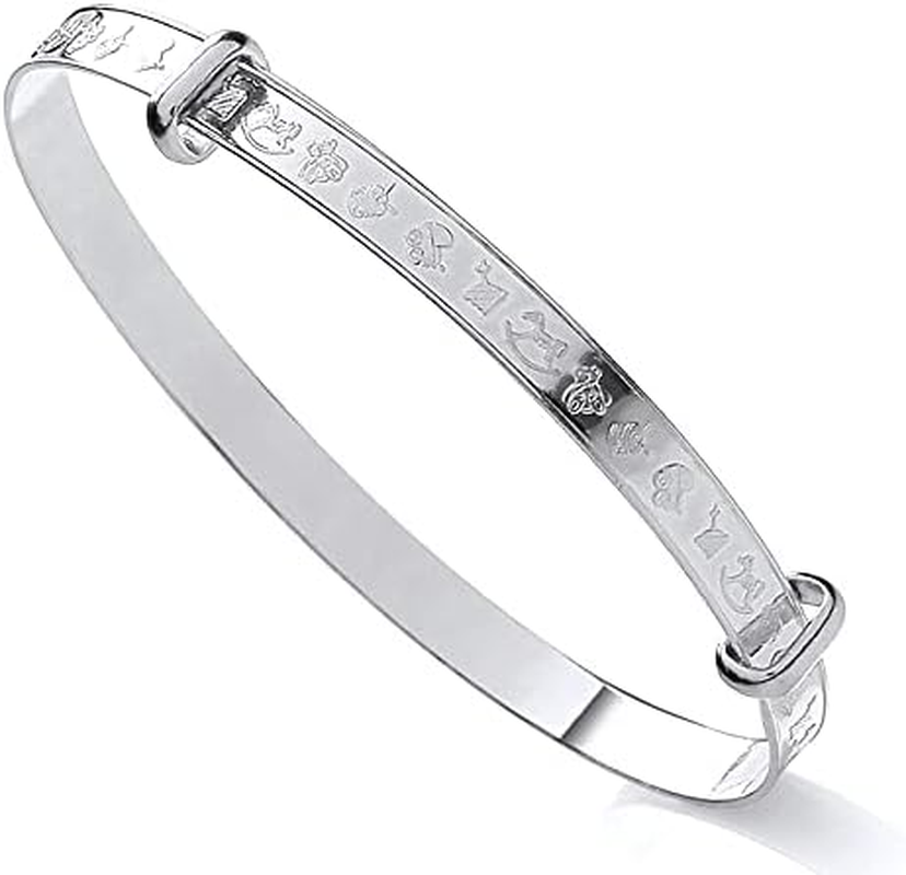 Old English Jewellers Sterling Silver Expanding Baby Bracelet Bangle - Nursery Rhyme, 40Mm, Sterling Silver image number 4