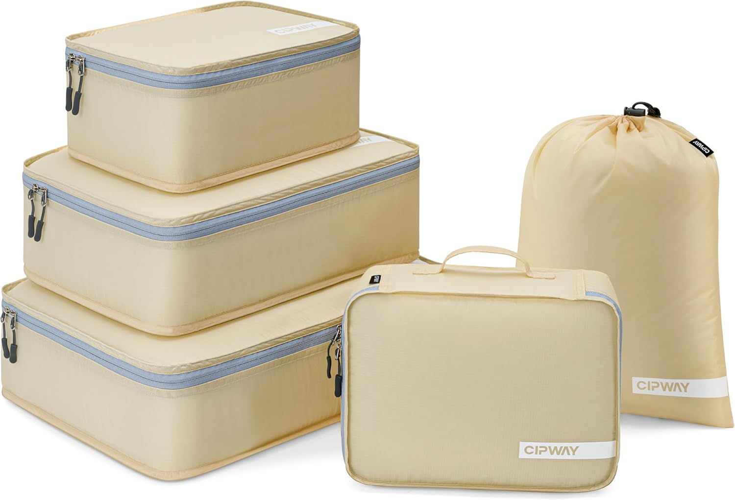 Cipway 5 Set Packing Cubes for Travel Suitcase Organizer for Accessories Luggage Carry on Suitcase Lightweight Vanilla Cream - Mauve Pink image number 6