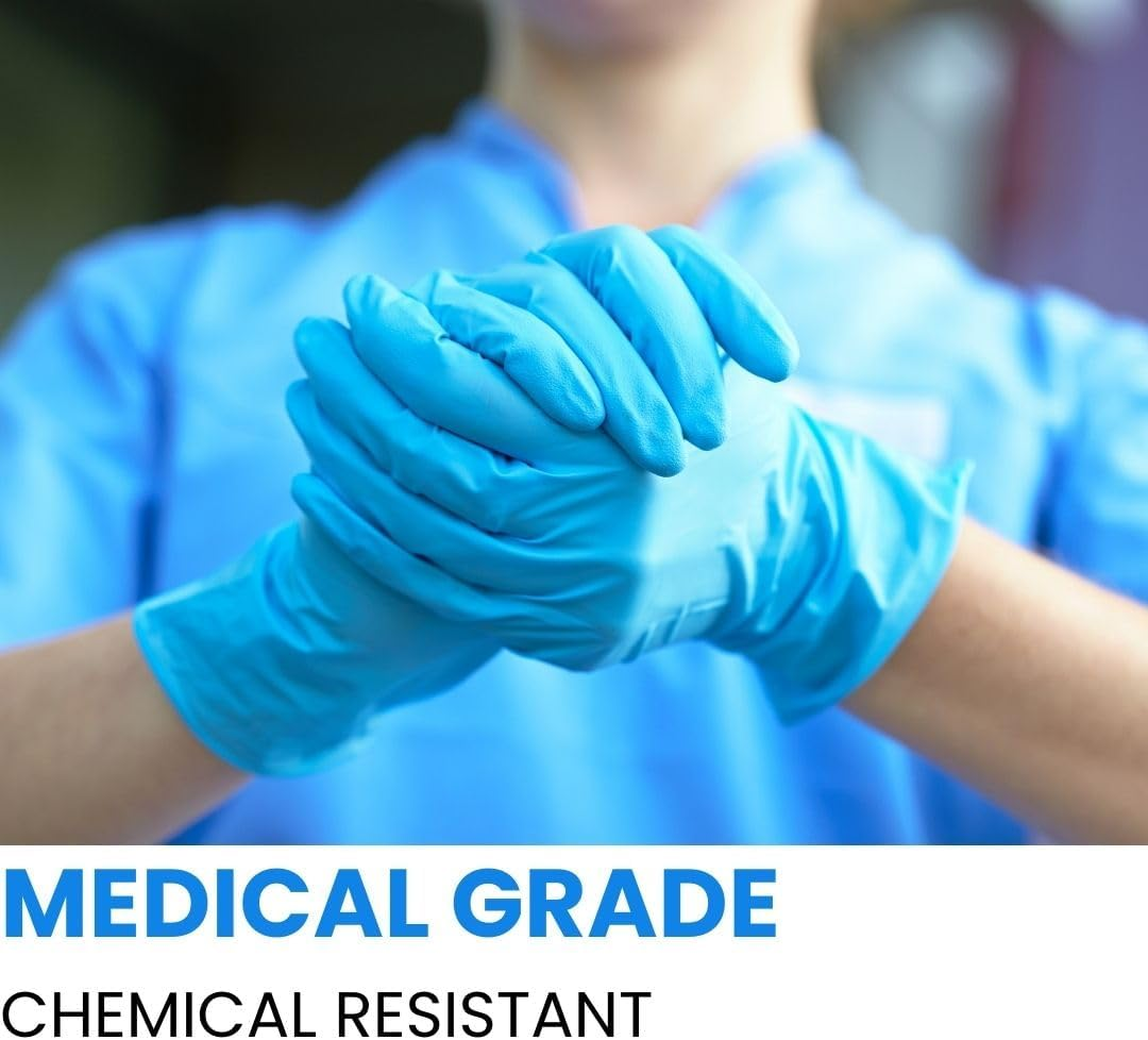 Handicare 280Mm Extended Long Cuff Blue Nitrile Disposable Gloves, Pack of 100, Powder, Free Latex Free, Chemical Resistant, Food&Medical Exam Gloves image number 2