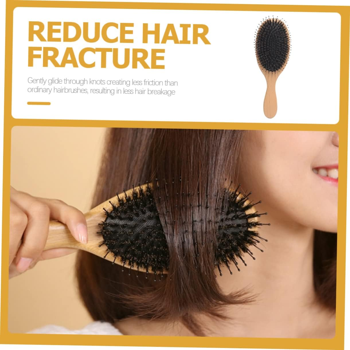 COMPUKAS Solid Wood Comb Hair Brush for Women round Detangling Brush Styling Paddle Comb image number 5