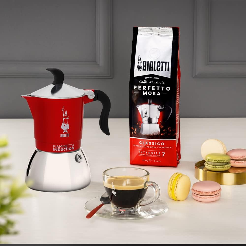 Bialetti Fiammetta Induction Coffee Maker, Aluminium, Steel, Red, 2 Cups