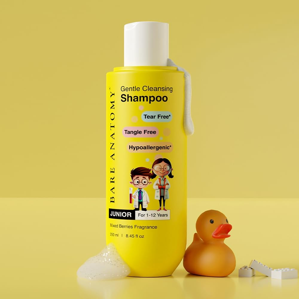 Bare Anatomy Junior Gentle Cleansing Shampoo for Kids from 5-12 Years | Tear-Free & Hypoallergenic Ph 5.5 | Coconut Milk Protein| Almond Oil| Vitamin E & Strawberry | SLS & Paraben Free 8.8 Floz image number 2