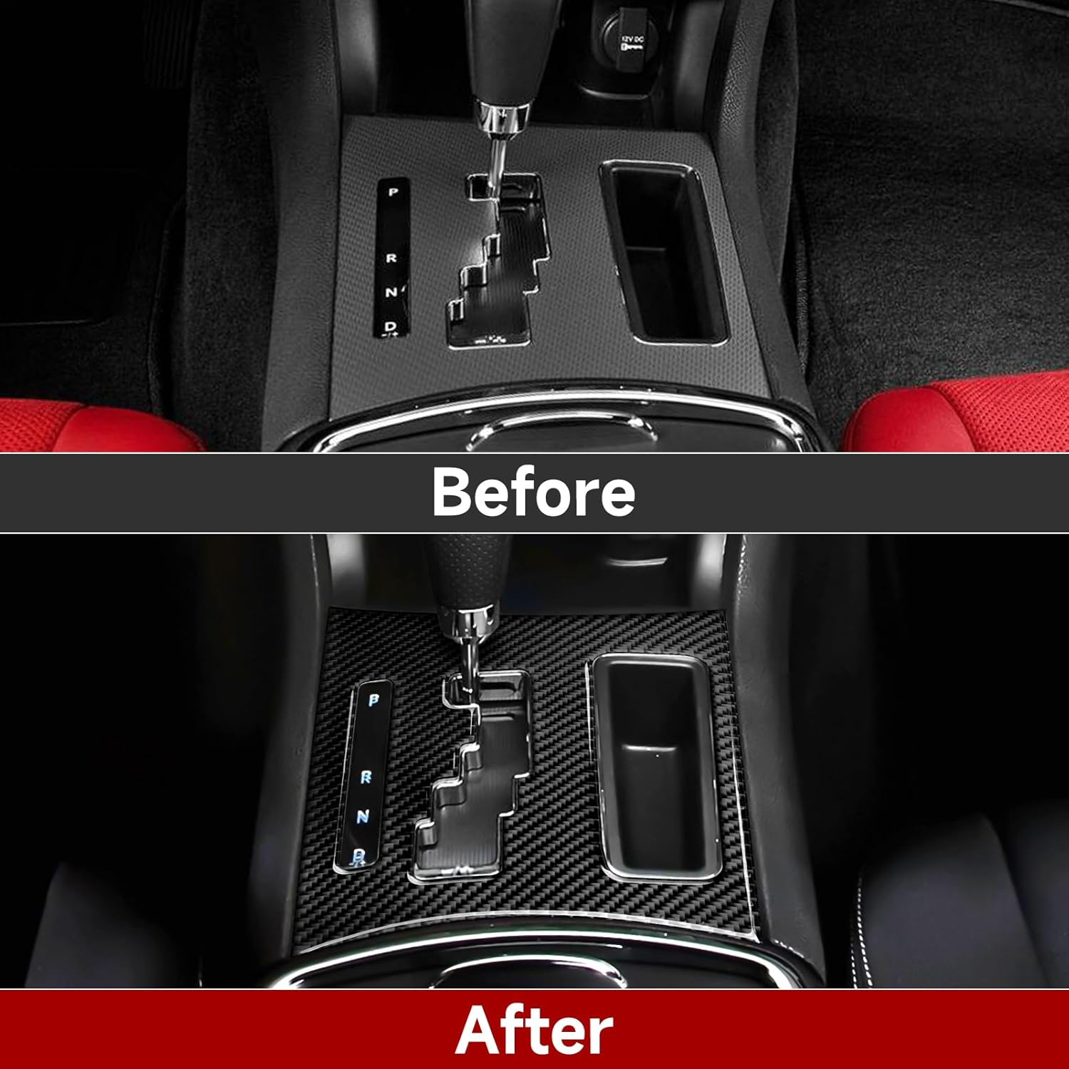 Car Carbon Fiber Gear Shift Panel Decals for 2011 2012 2013 2014 Chrysler 300 Accessories Interior Stickers - Air Vent Trim image number 7