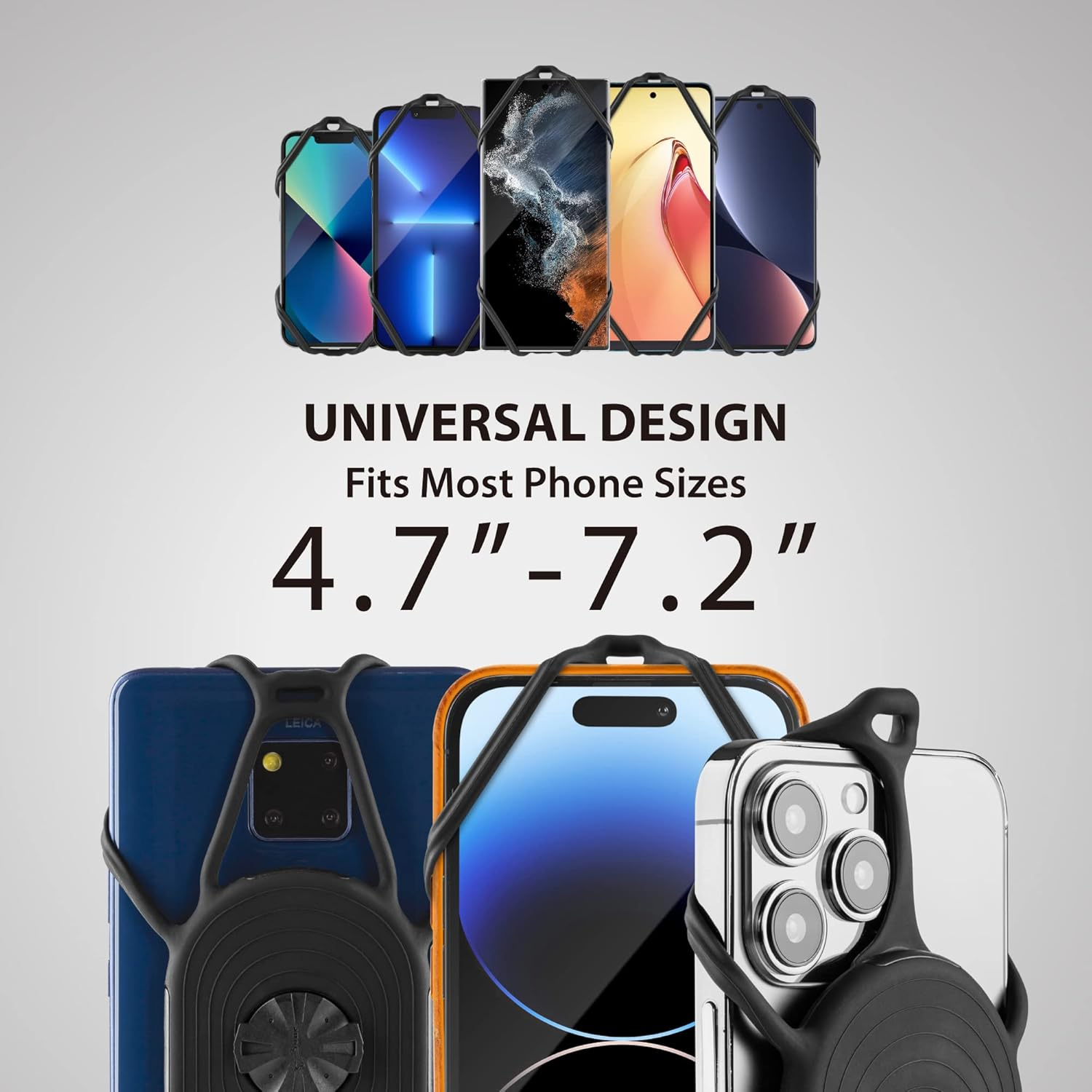 Bone Bicycle Phone Holder 360&deg; Rotatable 2Nd Gen. Cycling Computer Mount Set Shock Absorption for 2.2-4.7Cm Stem Compatible with 4.7-7.2" Mobile Phone Iphone Samsung Sony - Bike Tie Connect Kit 2