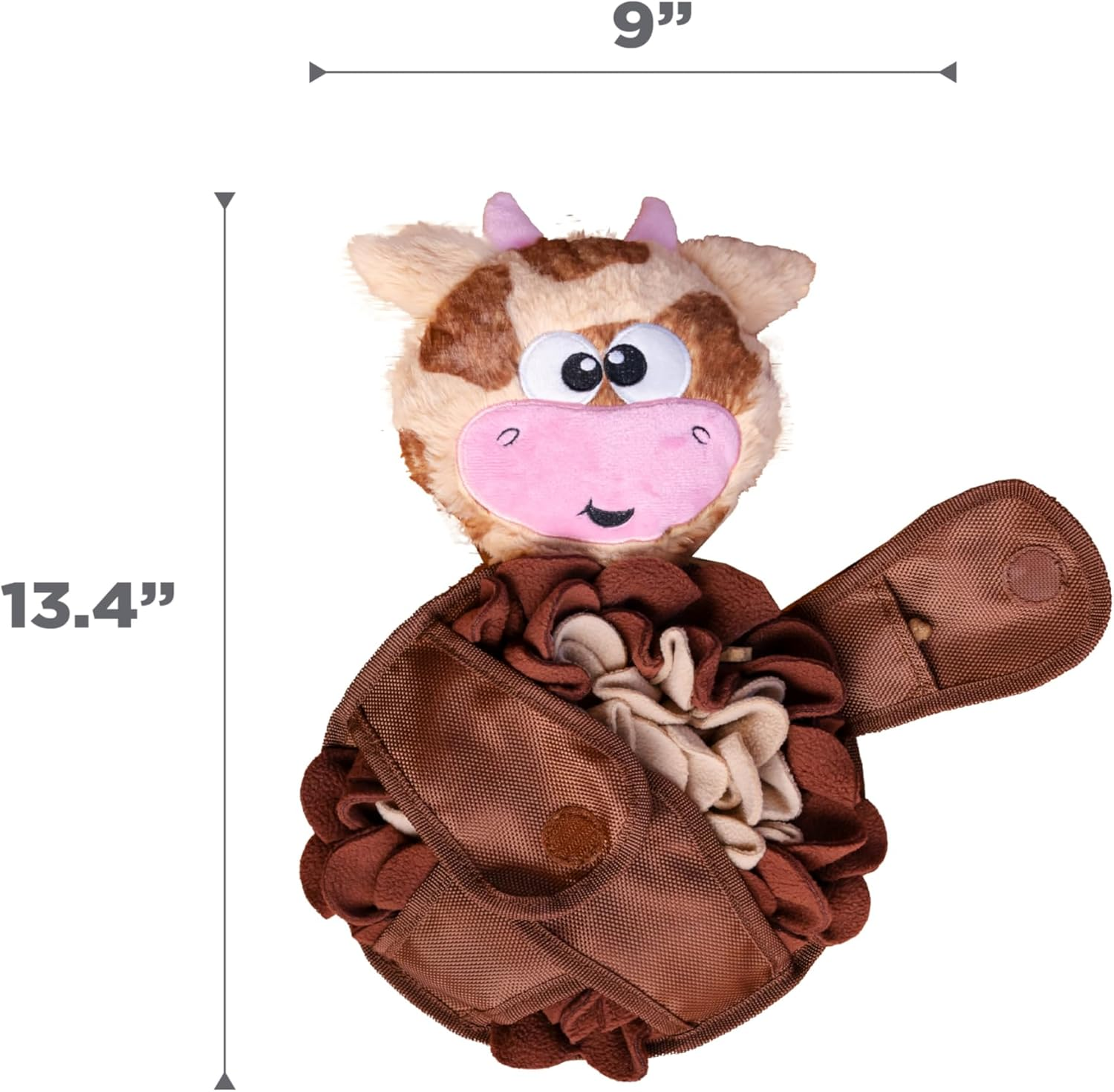 Outward Hound Nina Ottosson Snuffle Palz Interactive Plush Dog Puzzle and Snuffle Mat for Dogs, Non-Slip Snuffle Mat, Dog Enrichment Toys, Plush, Cow, Brown, Large image number 3