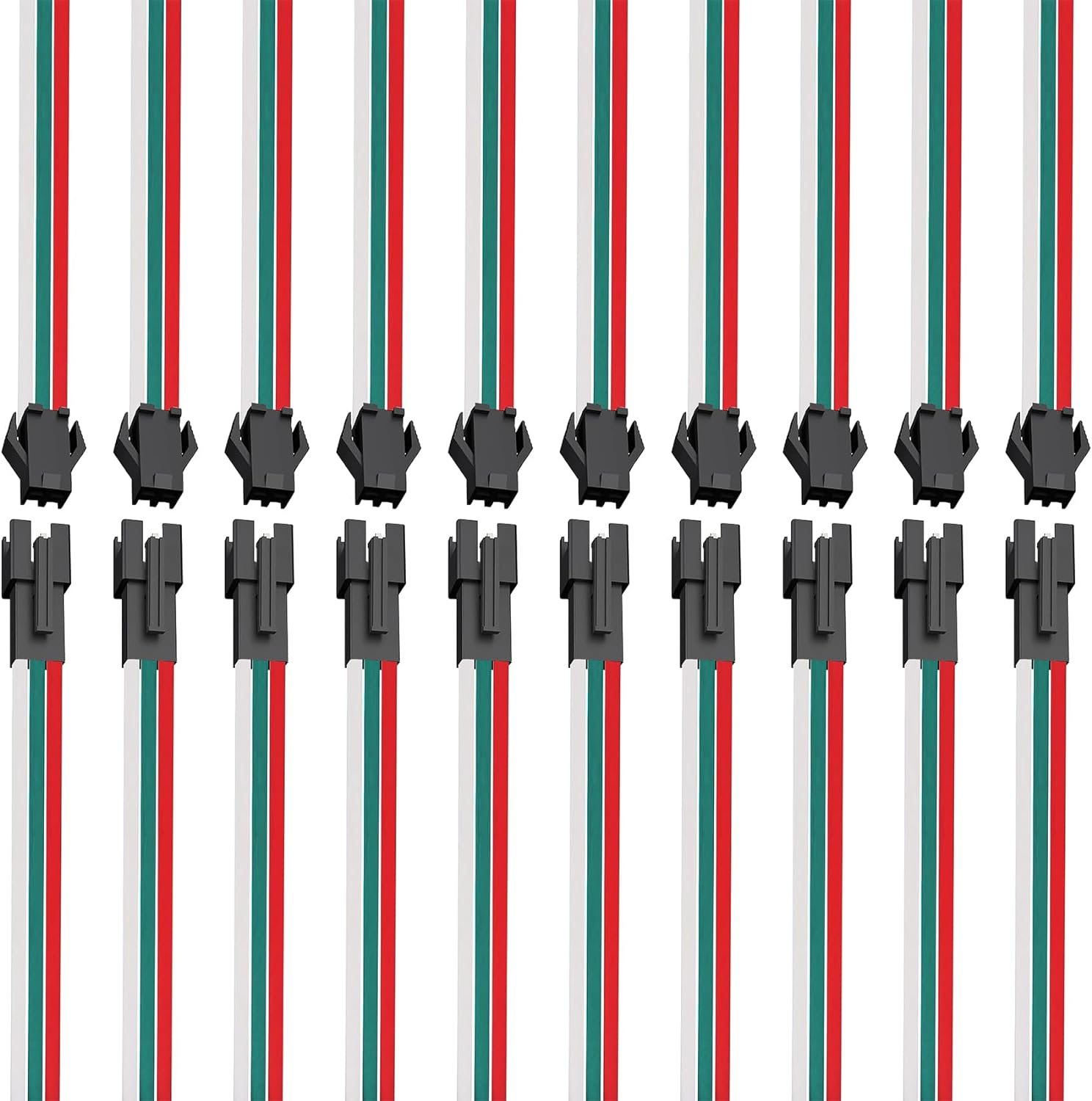 Tunghey 10Pack 3 Pin JST Connector Micro Electrical Male and Female Connector Adapter Plug with 15CM Wire Cables for LED Light Strip (3PIN)