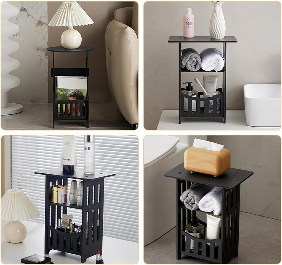 Modern and Simple Three-Tier Shelf, Bathroom Storage Rack, Small End Table, Multifunctional Home Organizer, for Room, Toilet, Dressing Table image number 4