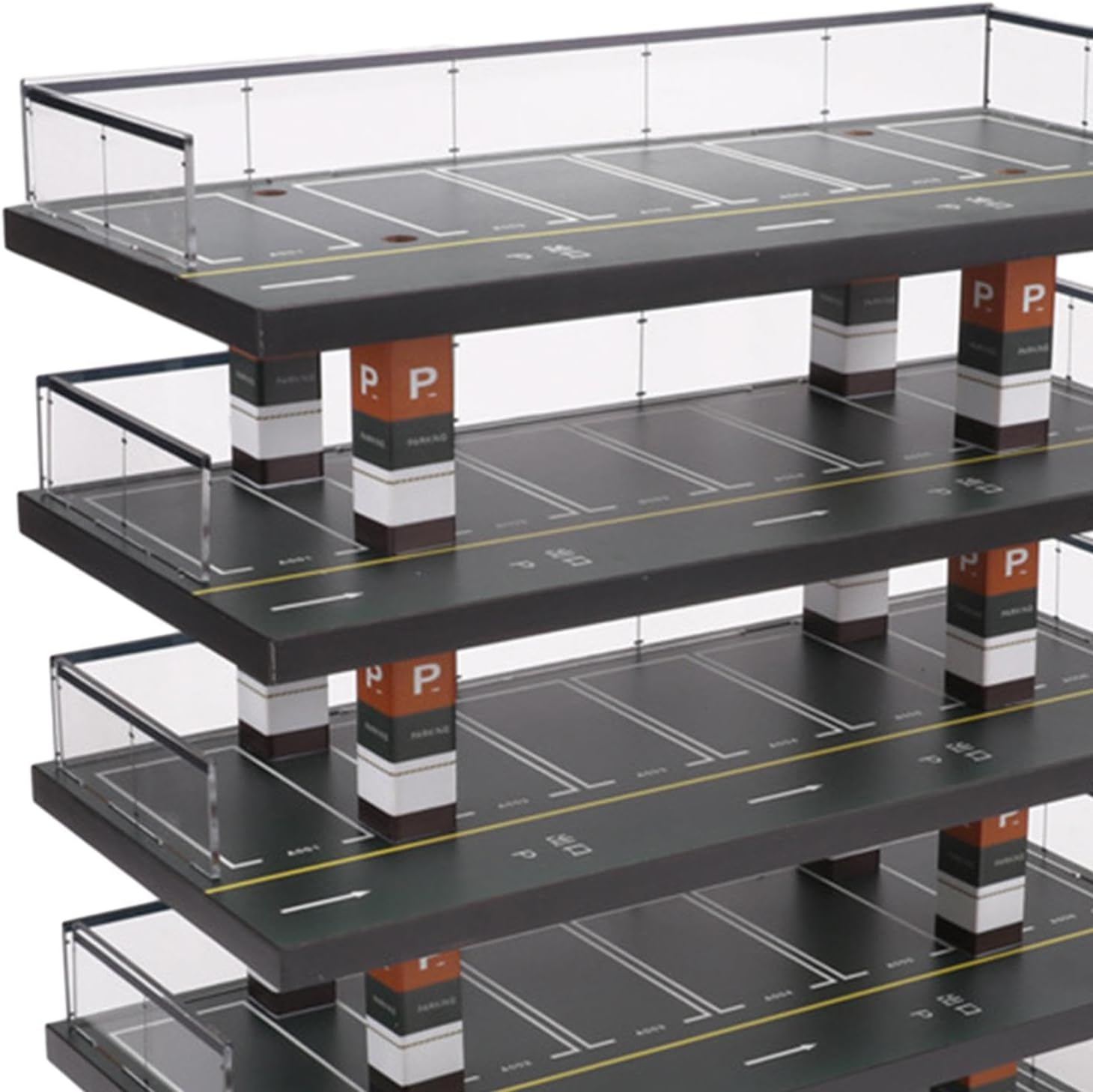 Perfeclan 5 Layers Parking Lot Model Scene Wooden Car Garage Toys Display Case Showcase for 1/64 Scale Model Cars Trucks image number 3