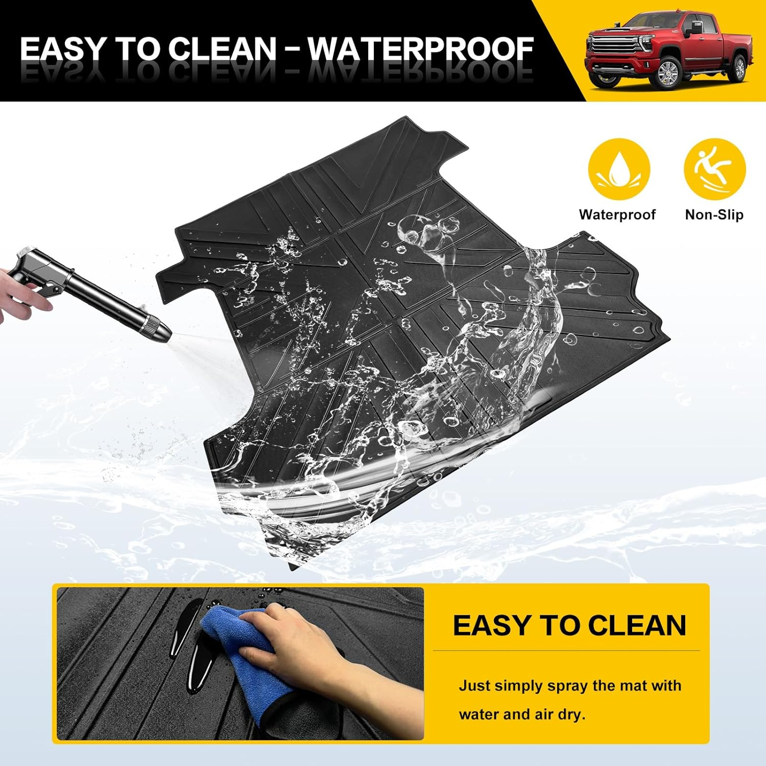 JTYZSM Truck Bed Mat for 2020-2024 2025 Chevy Silverado/Gmc Sierra 2500 3500 HD 6.8FT Only,Bed Liner All Weather TPE Trunk Bed Liner for 20-25 Chevrolet Silverado/Gmc Sierra 2500 3500 Accessories image number 4