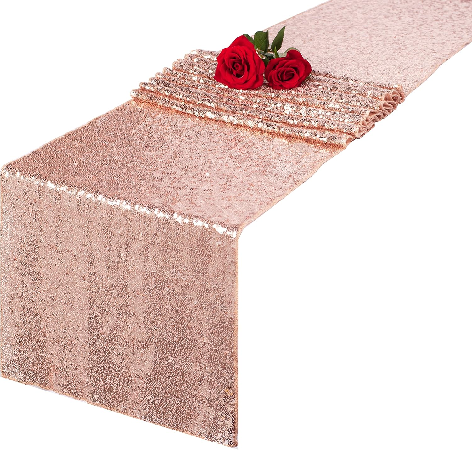 Rose Gold Glitter Sequin Table Runner 12X108 Inch for Sparkling Your Party Home Table Docorations Happy Birthday Wedding Bridal Shower Baby Shower