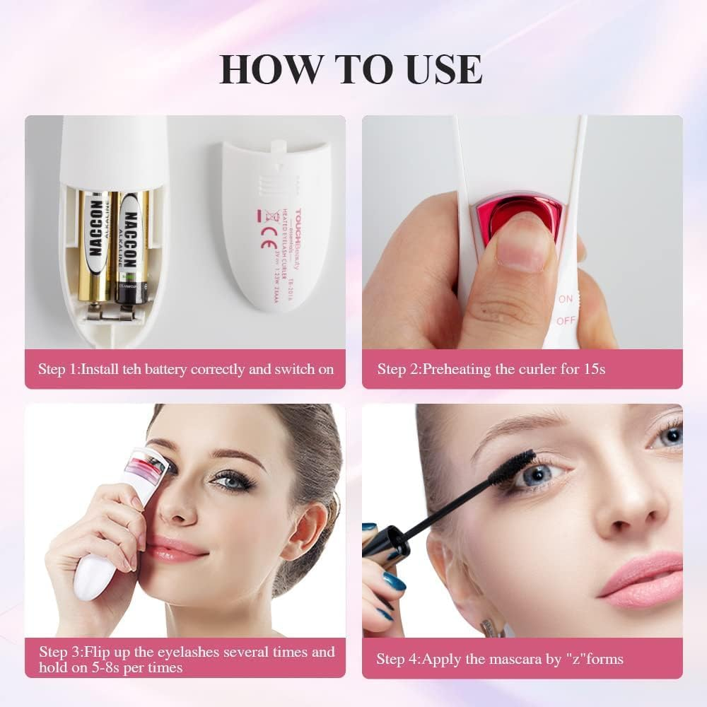 Touchbeauty Heated Eyelash Curler, Professional Eyelash Curler with Heating Silicone Curling Pad Curling Tool for Women Long Lasting Naturally Eyelashes Tb-2016A-W, WHITE image number 4