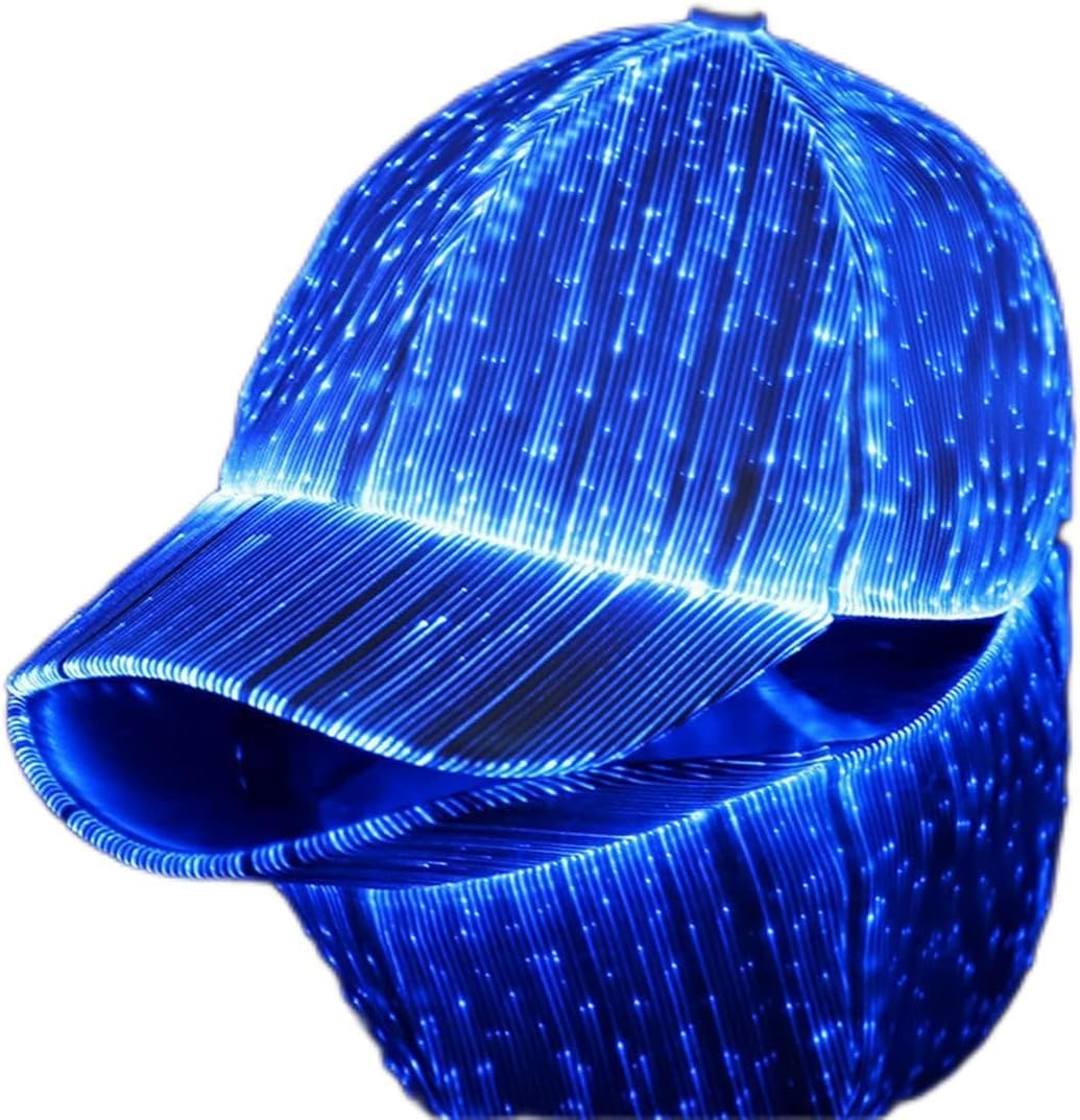 VICKECAR Fiber Optic Cap 3.7V 450Mah USB Rechargeable Luminous Baseball Cap Adjustable RGB LED Glowing Hat Light up Party Cap with 7 Colors 11 Lighting Modes for Holiday Men Women Event(Black) image number 3