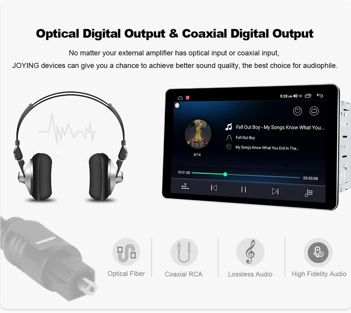 JOYING Android Car Stereo 8 Inch Double Din Android 10 Car Radio 6GB+128GB Octa Core Auto Head Unit with 1280 X 800 Full Touch Screen Support Android Auto/Bluetooth 5.1/Fast Boot/Wifi/Back-Up Camera image number 2