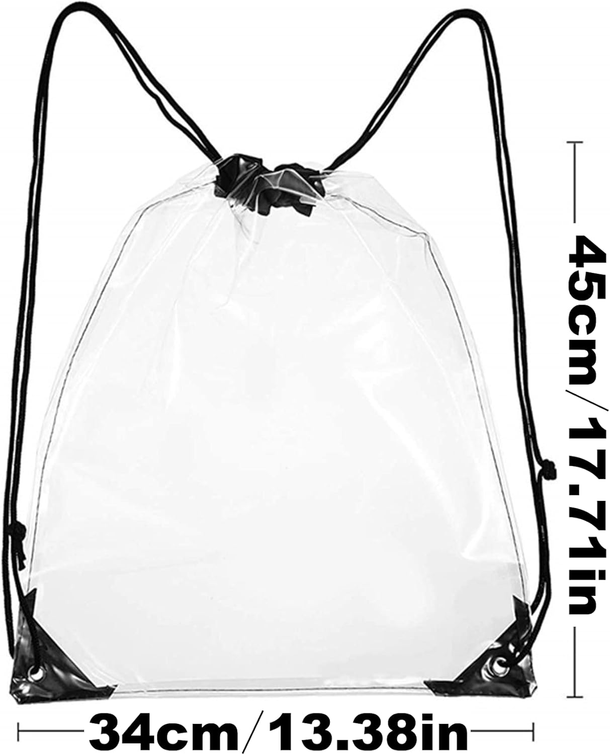 IRYNA Drawstring Gym Bag, 1Pcs Drawstring Gym Sack Sports Bag, Clear Drawstring Bag, Waterproof Sports Backpack String Swim Drawstring PE Bags for Women Men, Black, One Size image number 1