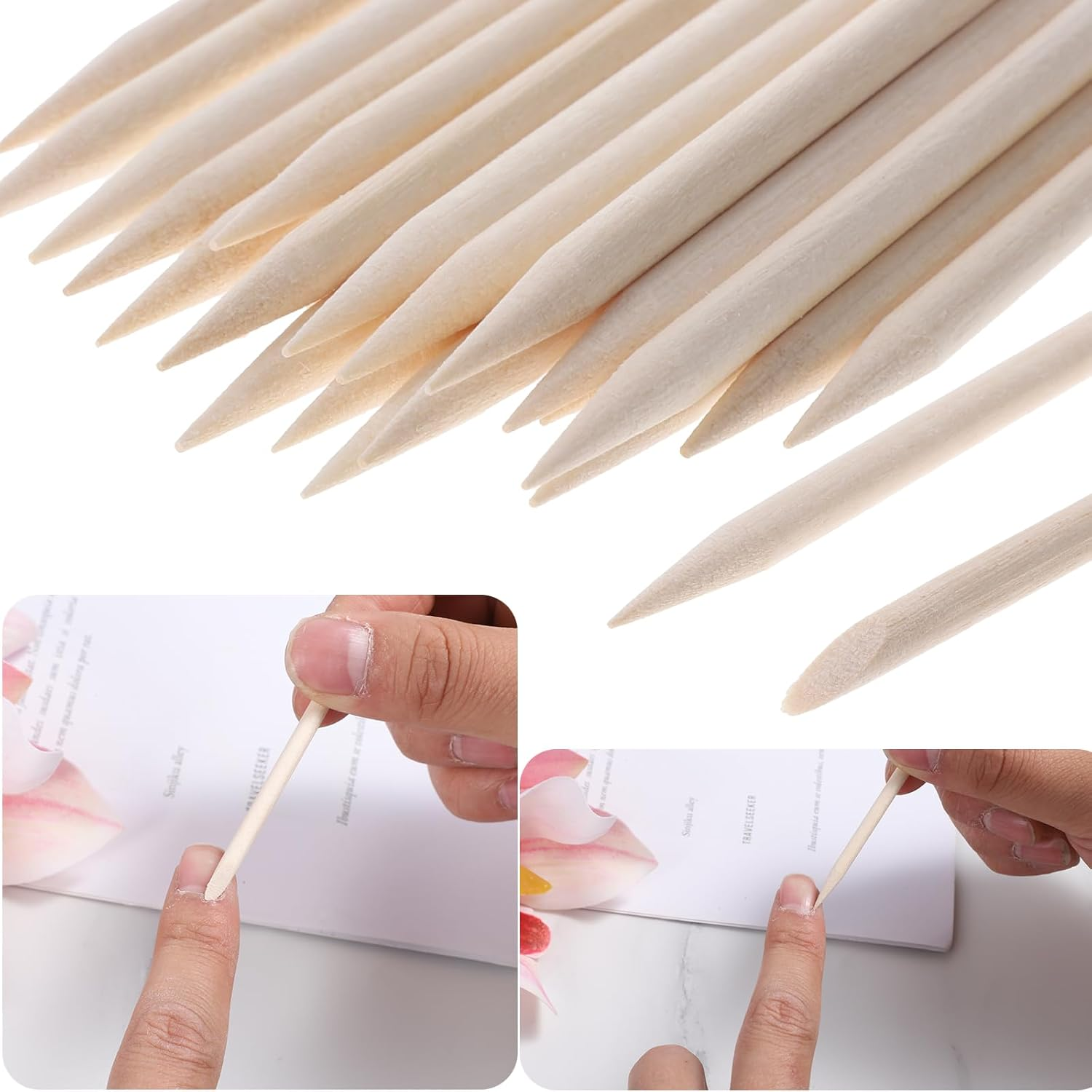 40 Pack Mini Nail File Disposable Manicure Kit Individually Package with Wooden Cuticle Pusher Sticks Press on Nail Art Tool Prep Kit Pedicure Cleaner Tools for Home image number 5