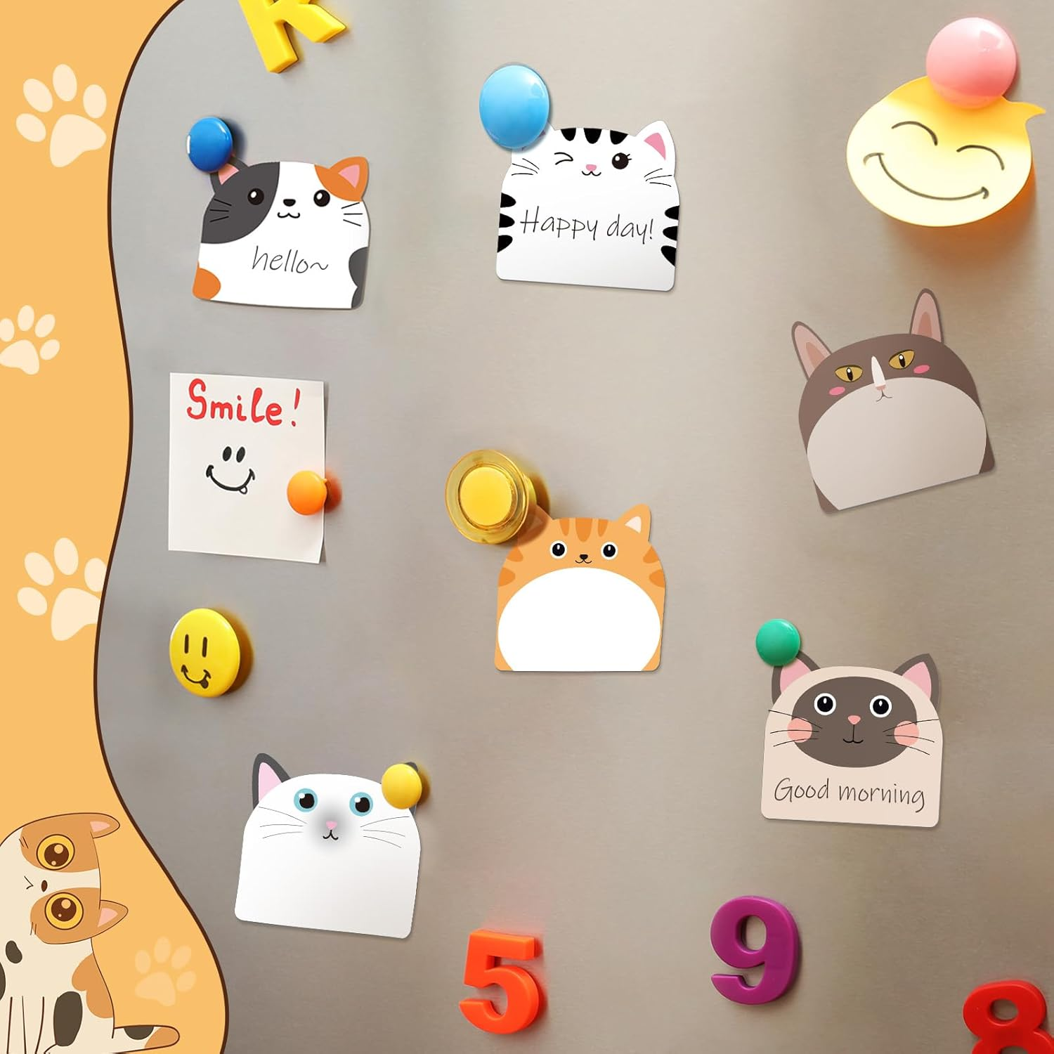 Yinder 24 Pads Cute Sticky Notes Kawaii Fun Animal Sticky Notes Pads Bulk Cartoon Memo Self Adhesive for Veterinary Gift Office School Tab Party Supplies(Cats) image number 2