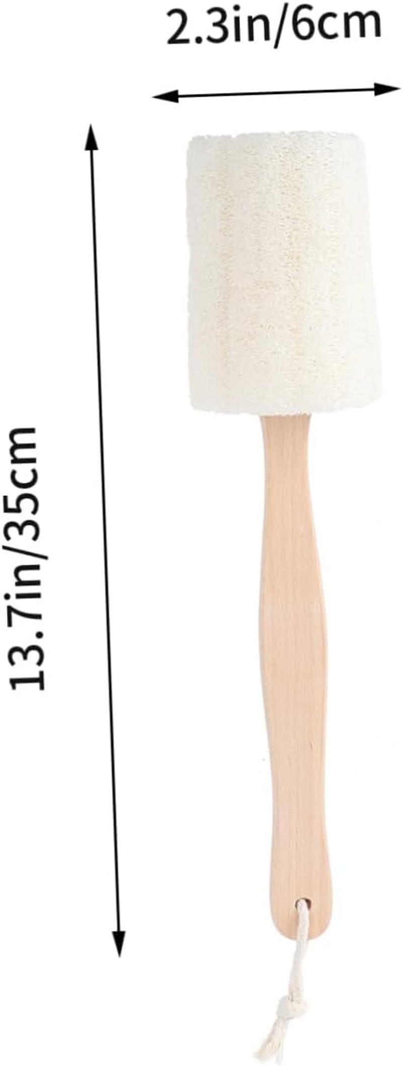 Cabilock Long Wooden Handle Natural Exfoliating Loofah Bath Brush Shower Scrubber for Gentle Exfoliation Skin Cleansing for Oily Dry Skin image number 2