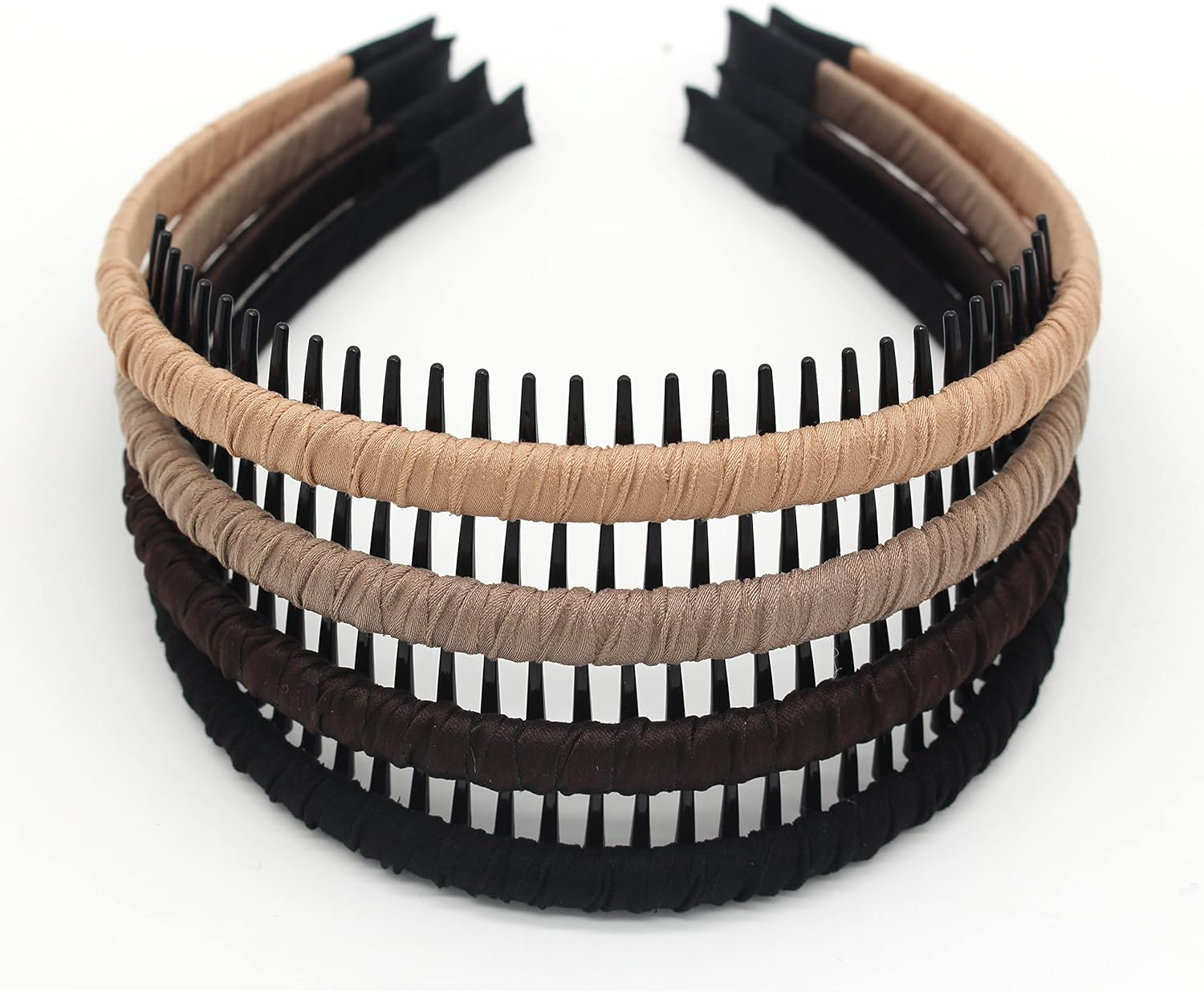 JOBAND 4Pcs Hairbands for Women, Non-Slip Zig Zag Headbands, Adjustable Teeth Comb Hair Hoop, Daily Use, Yoga, Spa, Parties, Resin Cotton Blend image number 5