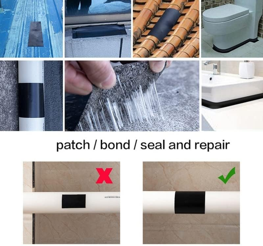 150Cm Super Strong Waterproof Tape Stop Leaks Seal Repair Tape Performance Self Fix Tape Adhesive Insulating Duct Tape (Color : Black, Size : 10Cm) image number 4