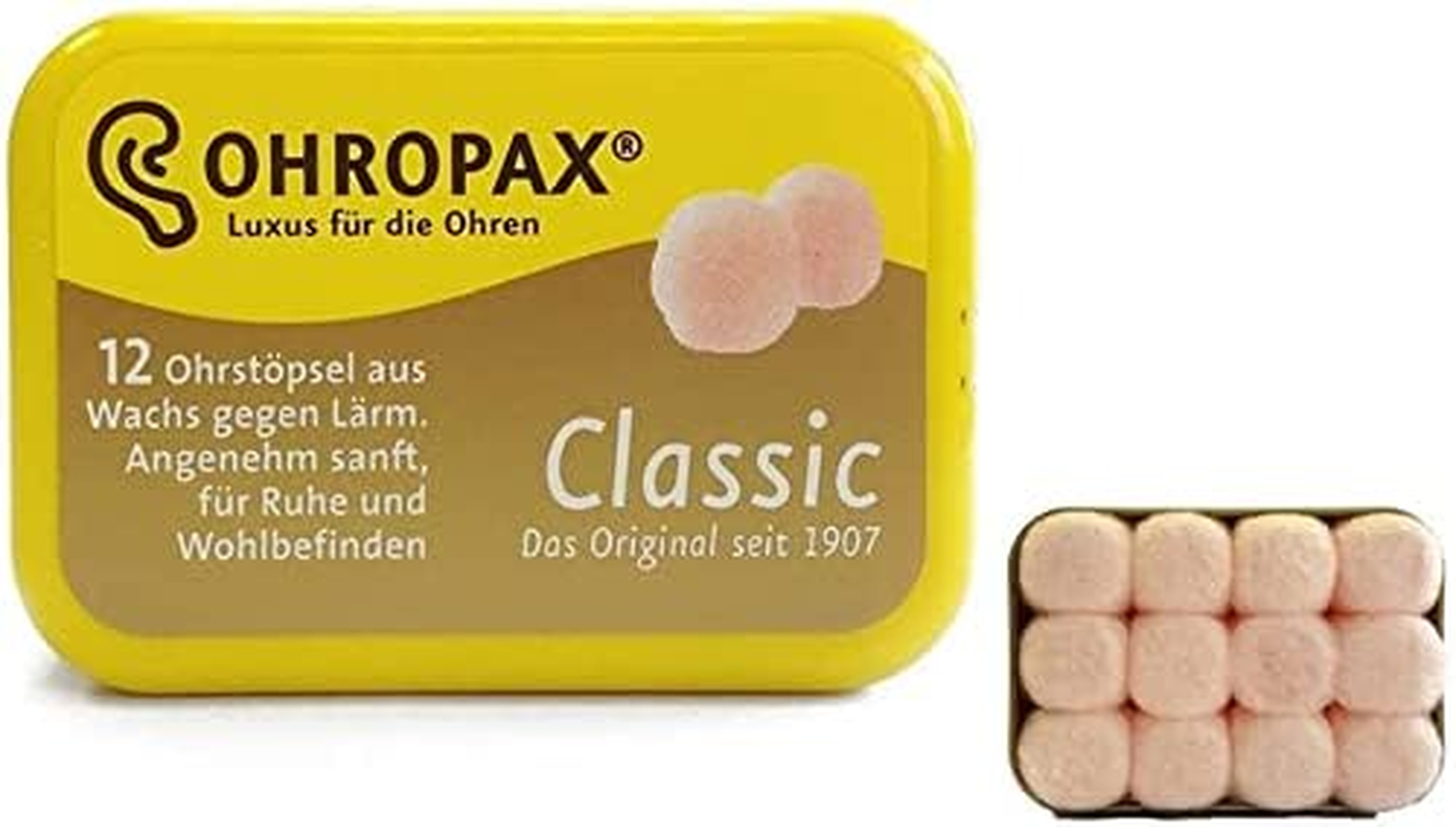 2 Pack of Ohropax Reusable Wax/Cotton Ear Plugs (24 Plugs Total) with Clear Carrying Case