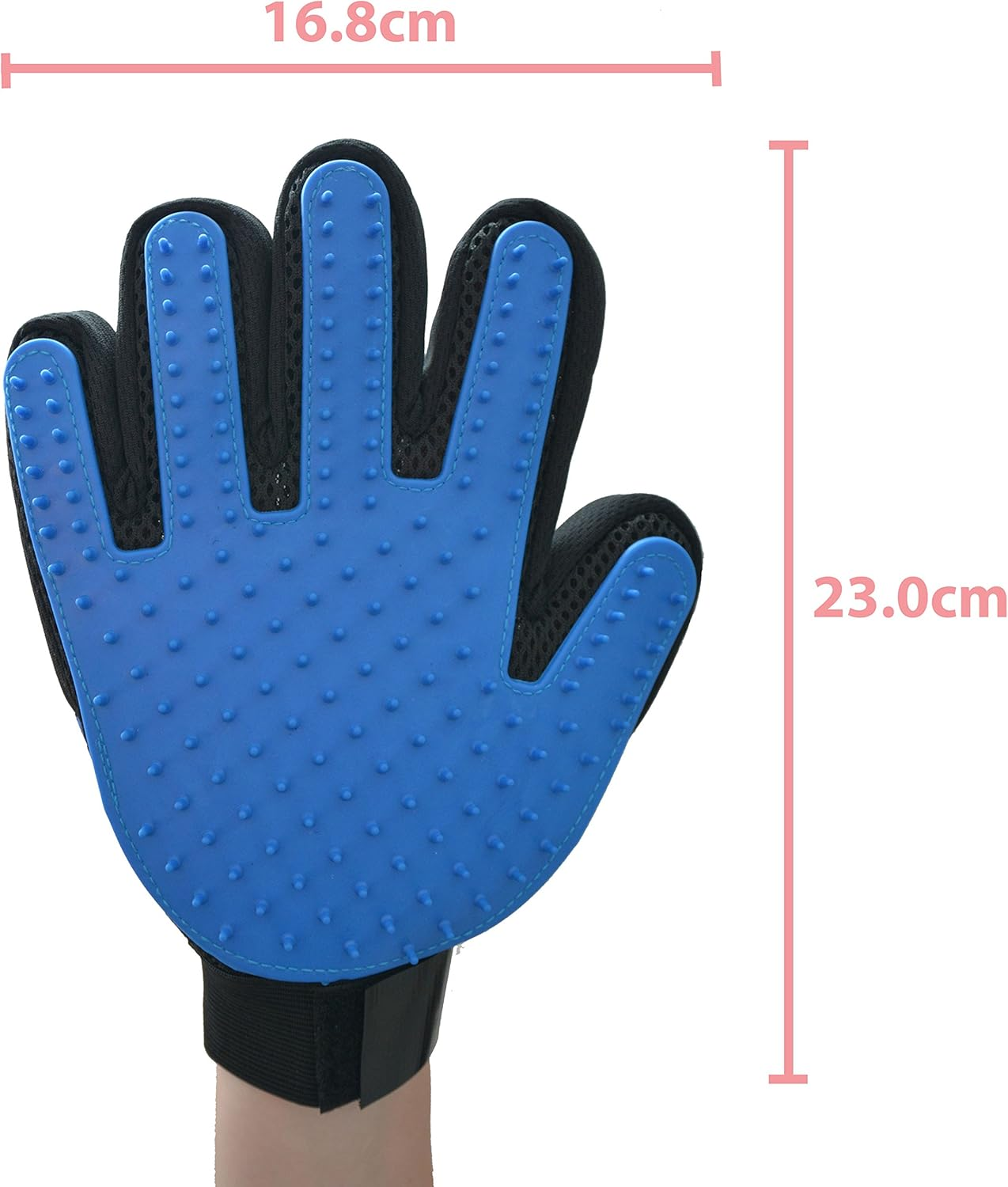 Zenify Pet Hair Remover Dog Grooming Glove Cat Brush Fur Removal Groomer Supplies for Short Haired Cats Puppy Dogs Horses Rabbits Massager Silicon Deshedding Mitt Efficient Gift (Blue 2 Pack) - Blue Right Handed image number 6