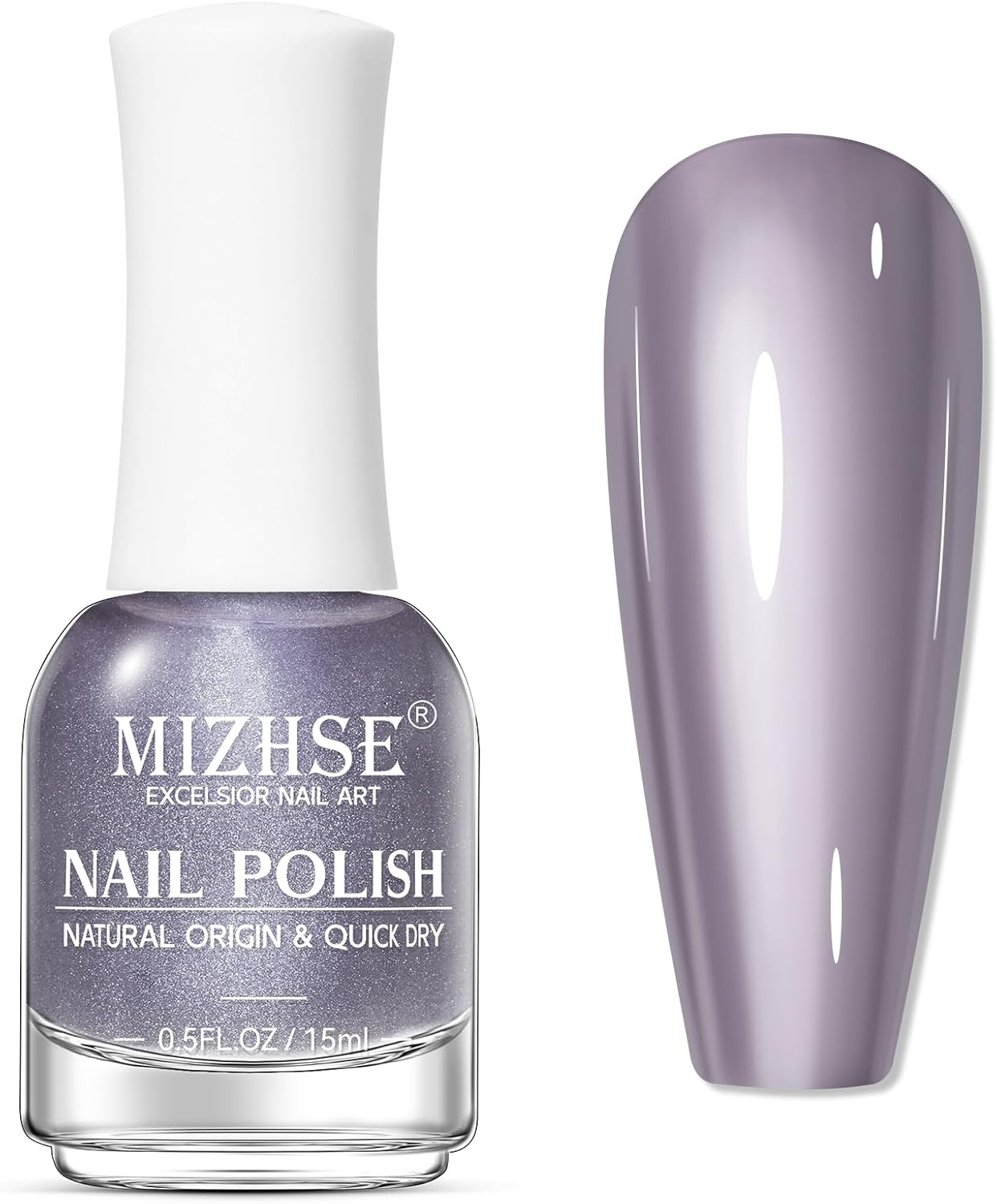 MIZHSE Silver Chrome Nail Polish, Quick Dry Metallic Nail Polish, Quick Dry Mirror Chrome Nail Lacquer Bright Color Oil-Based Nail Art Manicure Home DIY