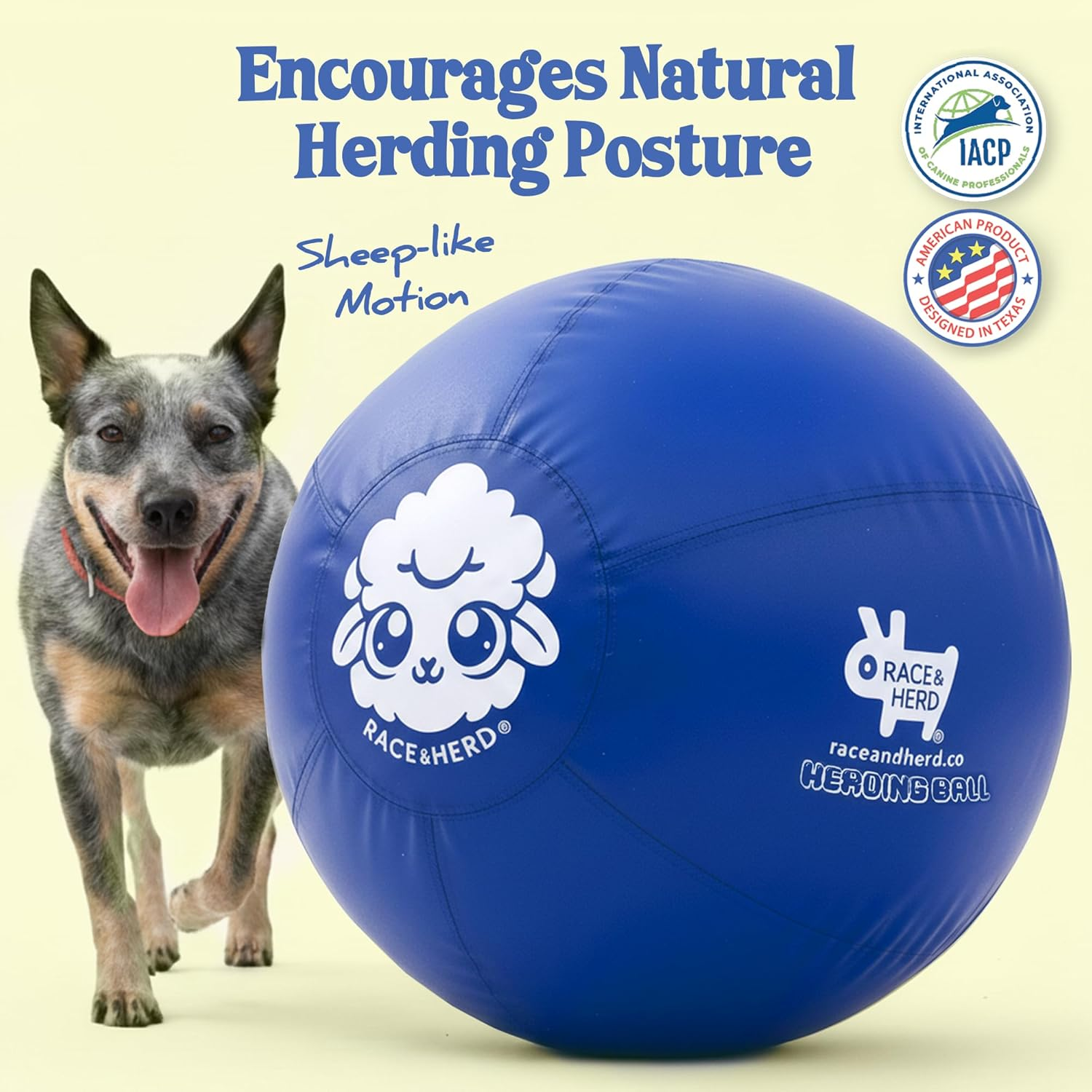 Race&Herd 25" Original Herding Ball for Dogs, Giant Herding Ball for Australian Shepherds, Dog Training Toy for Large Breeds, Dog Herding Toy for Outdoor Play & Training