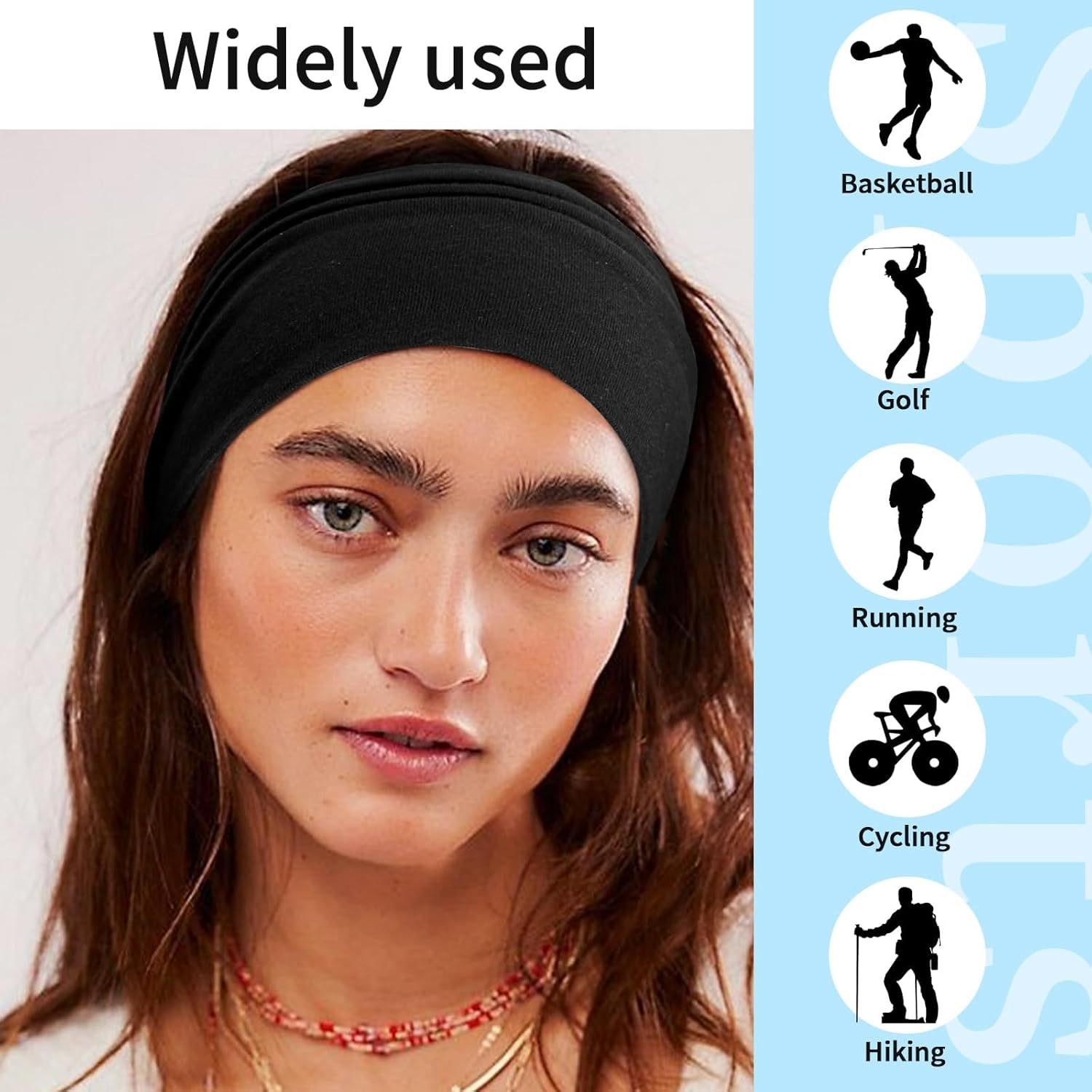 BELEVO Headbands for Women'S Hair, Fabric Headband Elastic Head Bands Adult Women Stretchy Hair Bands Soft Hair Accessories for Yoga Exercise Sports Makeup 4 Pcs (Black/White/Grey) image number 4