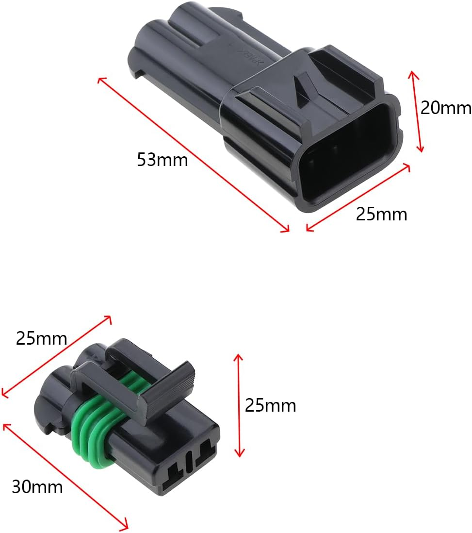OTOTEC 1 Set 2-Way Metri-Pack Sealed 280 Series 30 AMP Automotive Connector for Most Automotive Marine Off-Road Agricultural Under-Hood with Terminal Waterproof Seal image number 4
