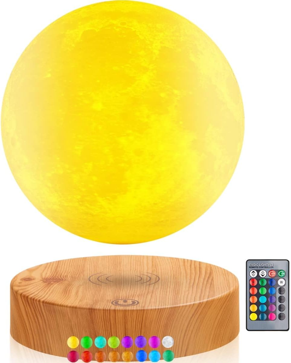 Vnemofey Floating Moon Novelty Lighting 5.9 Inch 3D Printing Night Light with Dimmable Design & Touch Control Base, Romantic Birthday Gifts, Rustic Home Decor image number 1